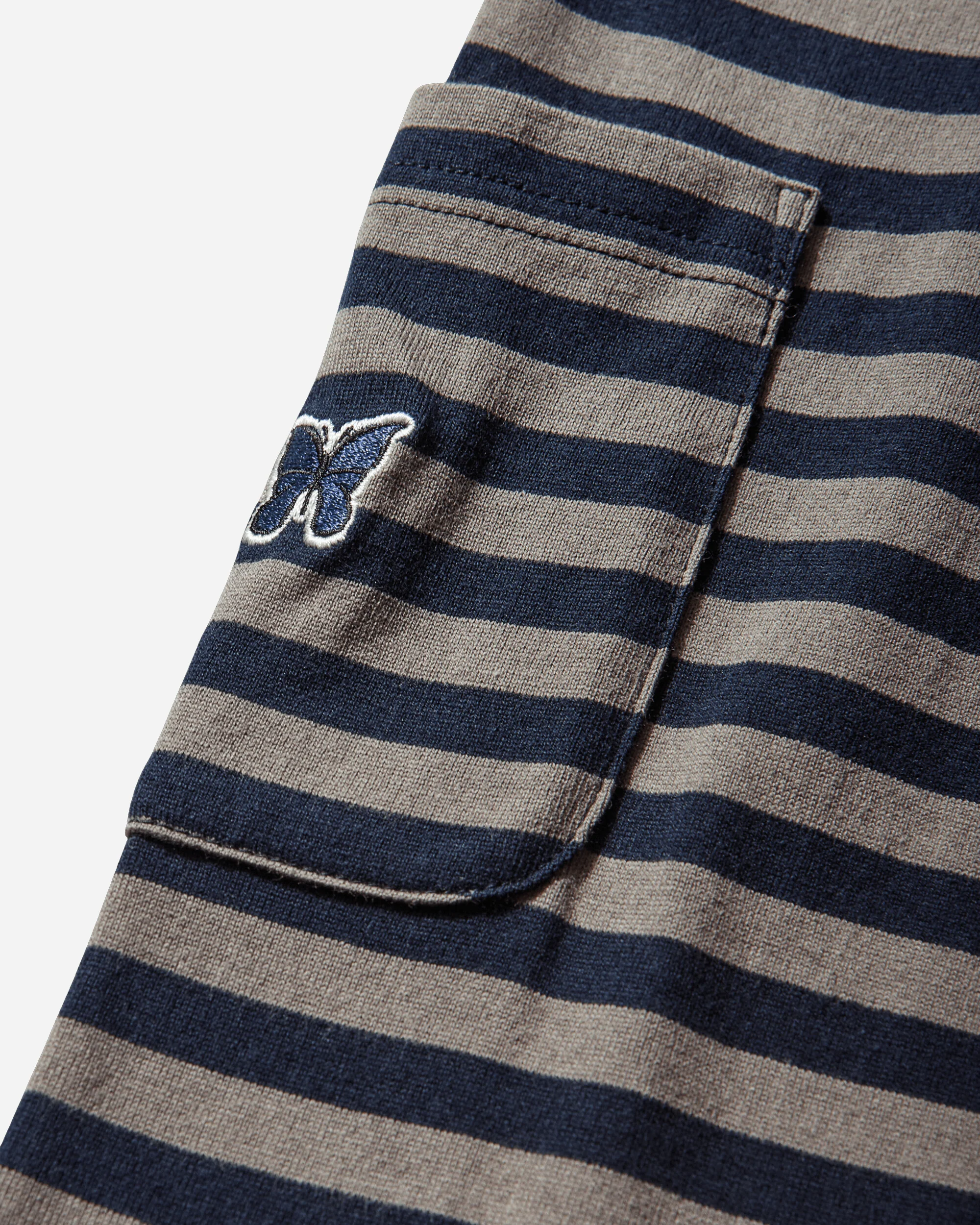 Men's Stripe Crewneck Longsleeve T-Shirt Navy / Mocha - Image 3