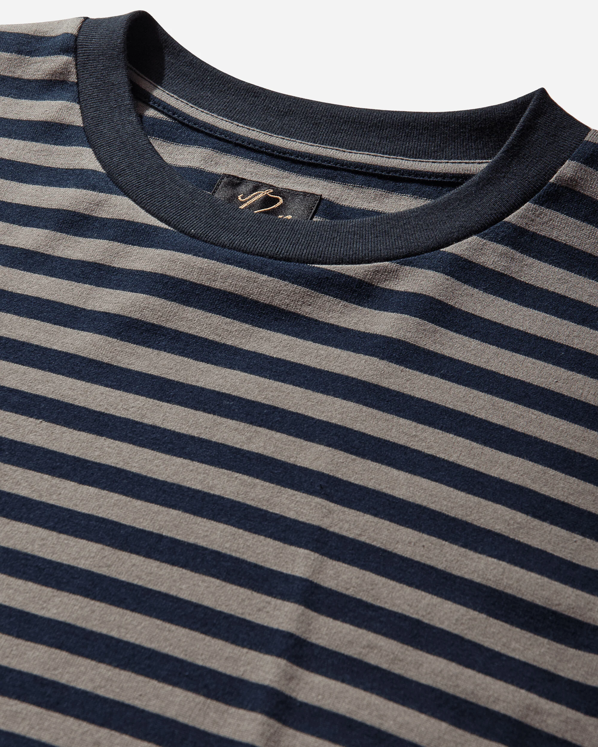 Men's Stripe Crewneck Longsleeve T-Shirt Navy / Mocha - Image 4