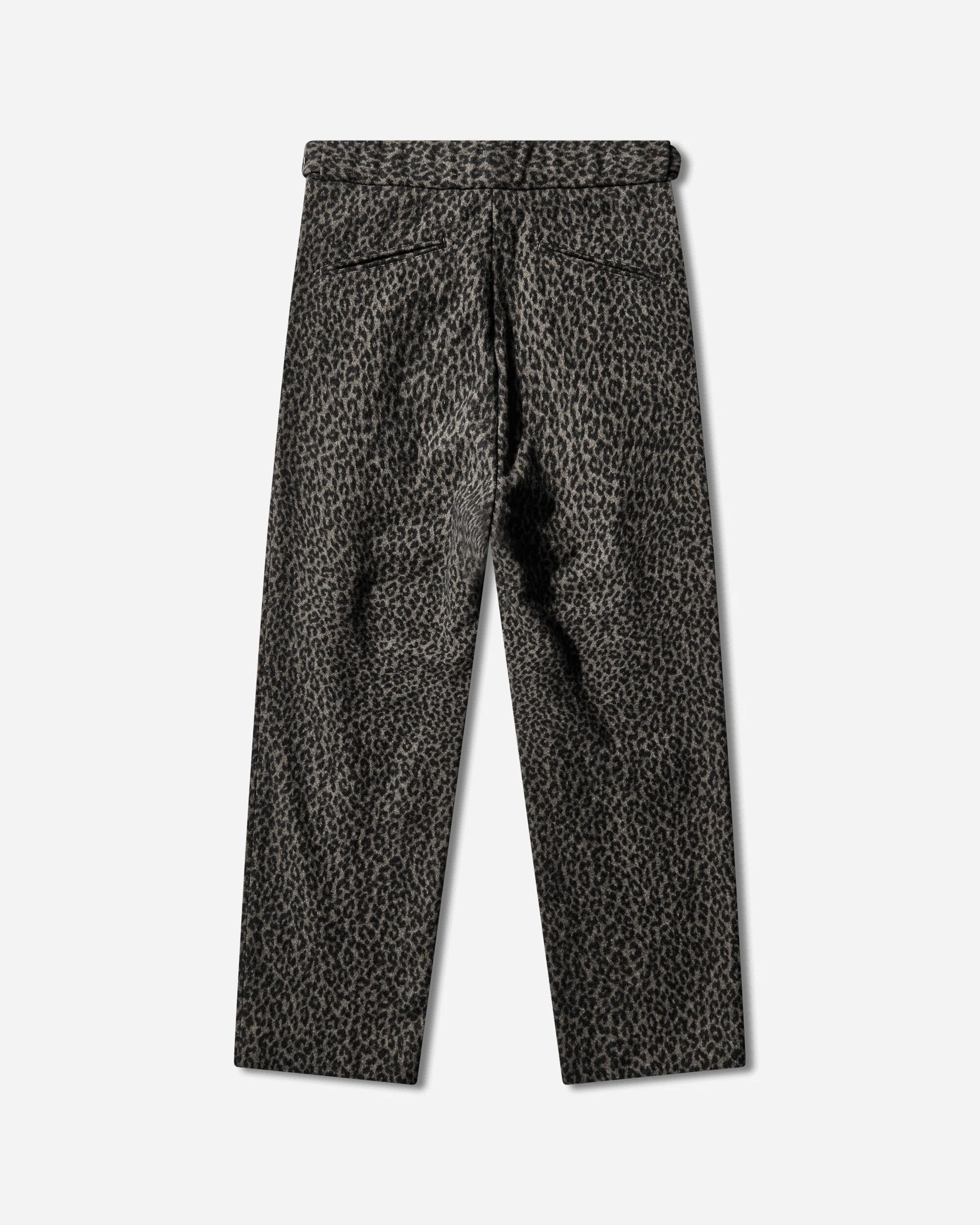 Men's Leopard Jacquard Side Tab Tucked Trousers Charcoal - Image 2
