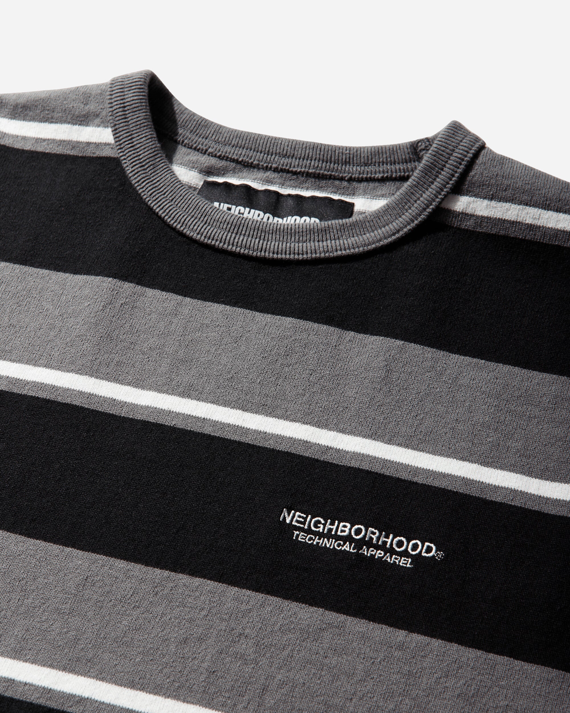 Men's Border Longsleeve T-Shirt Grey - Image 3