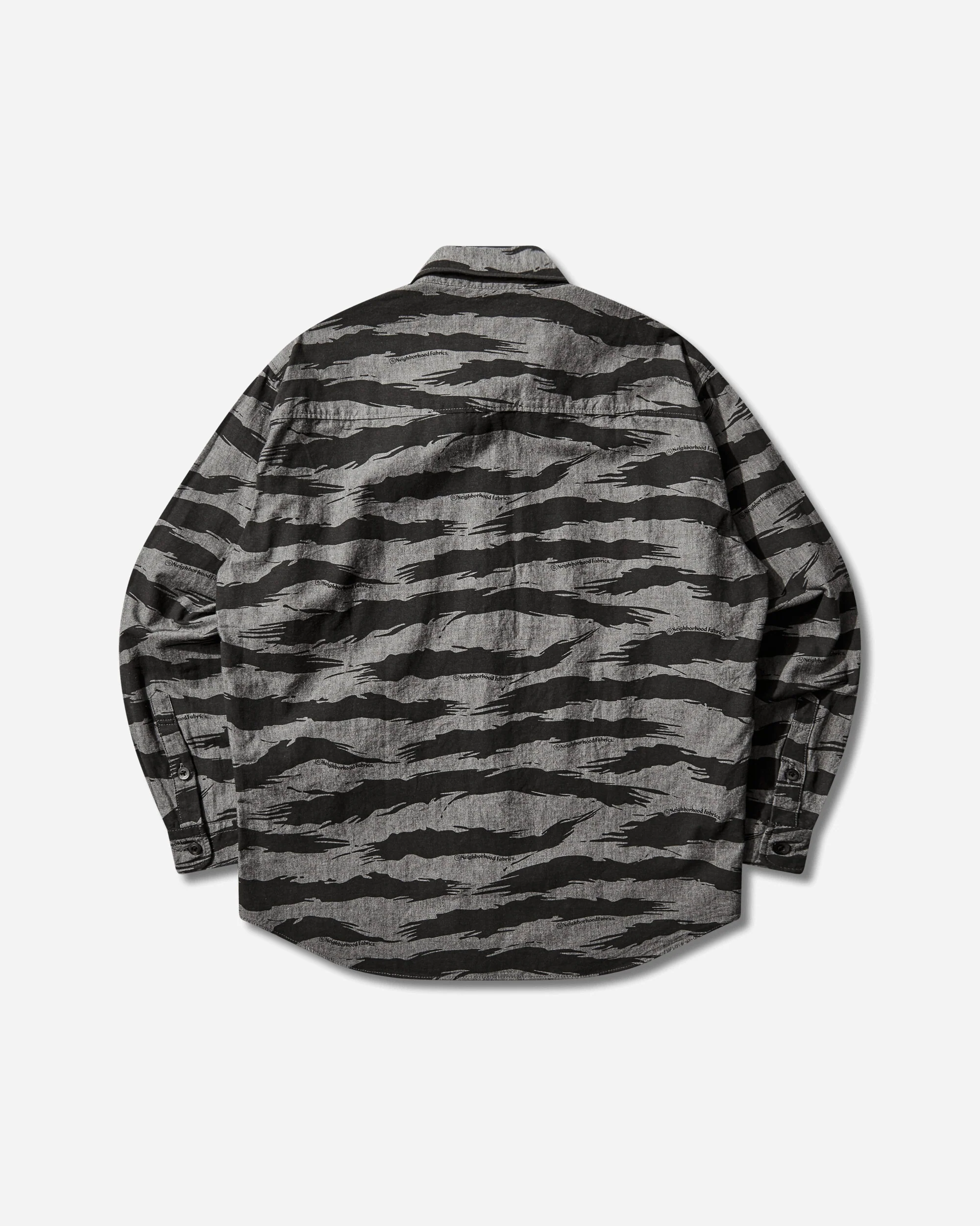 Men's Camo Pattern Chambray Longsleeve Shirt Black - Image 2