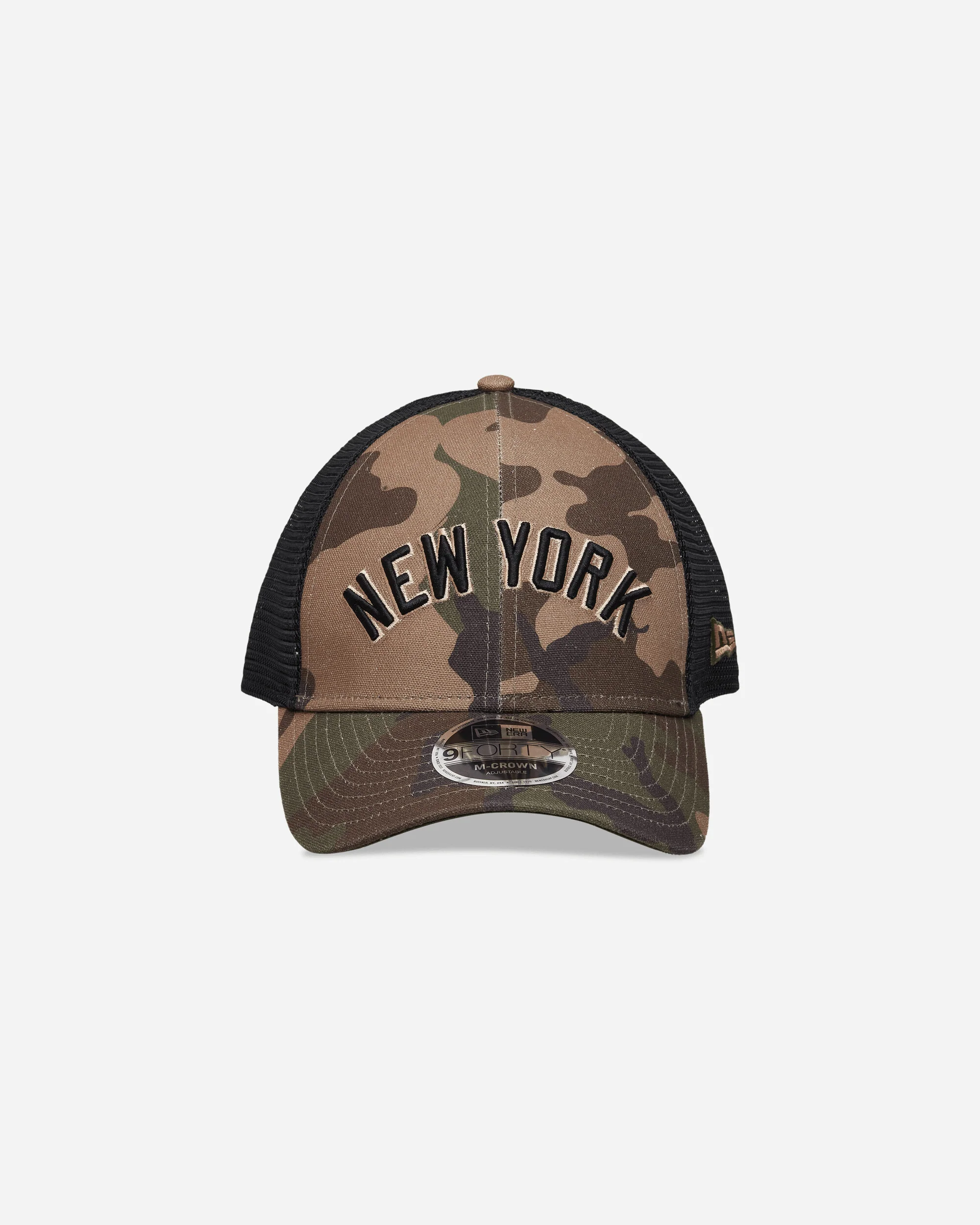 New York Yankees MLB Wordmark 9FORTY M-Crown Adjustable Cap Woodland Camo - Image 3