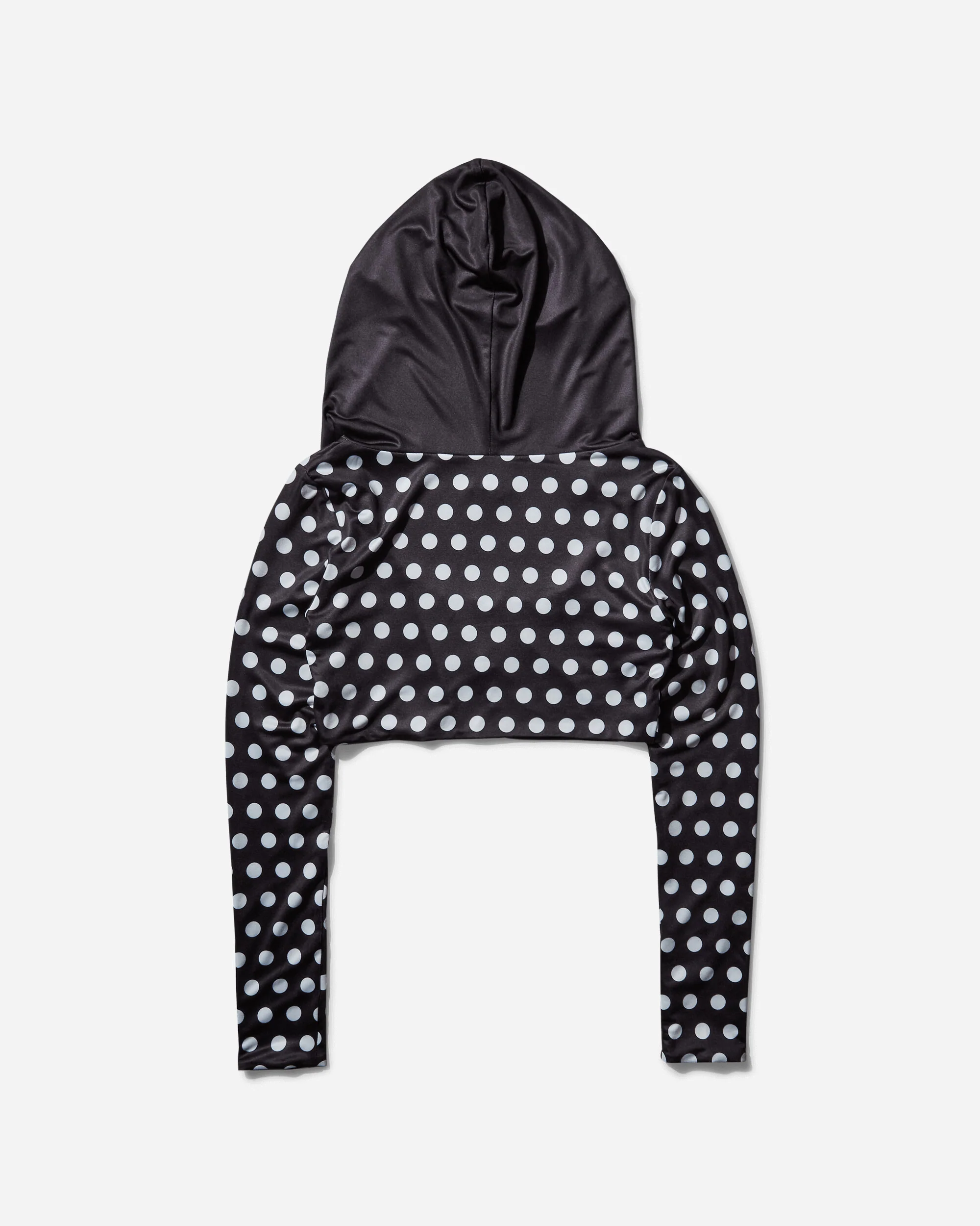 Women's Polka Hooded Crop Top Black / White - Image 2