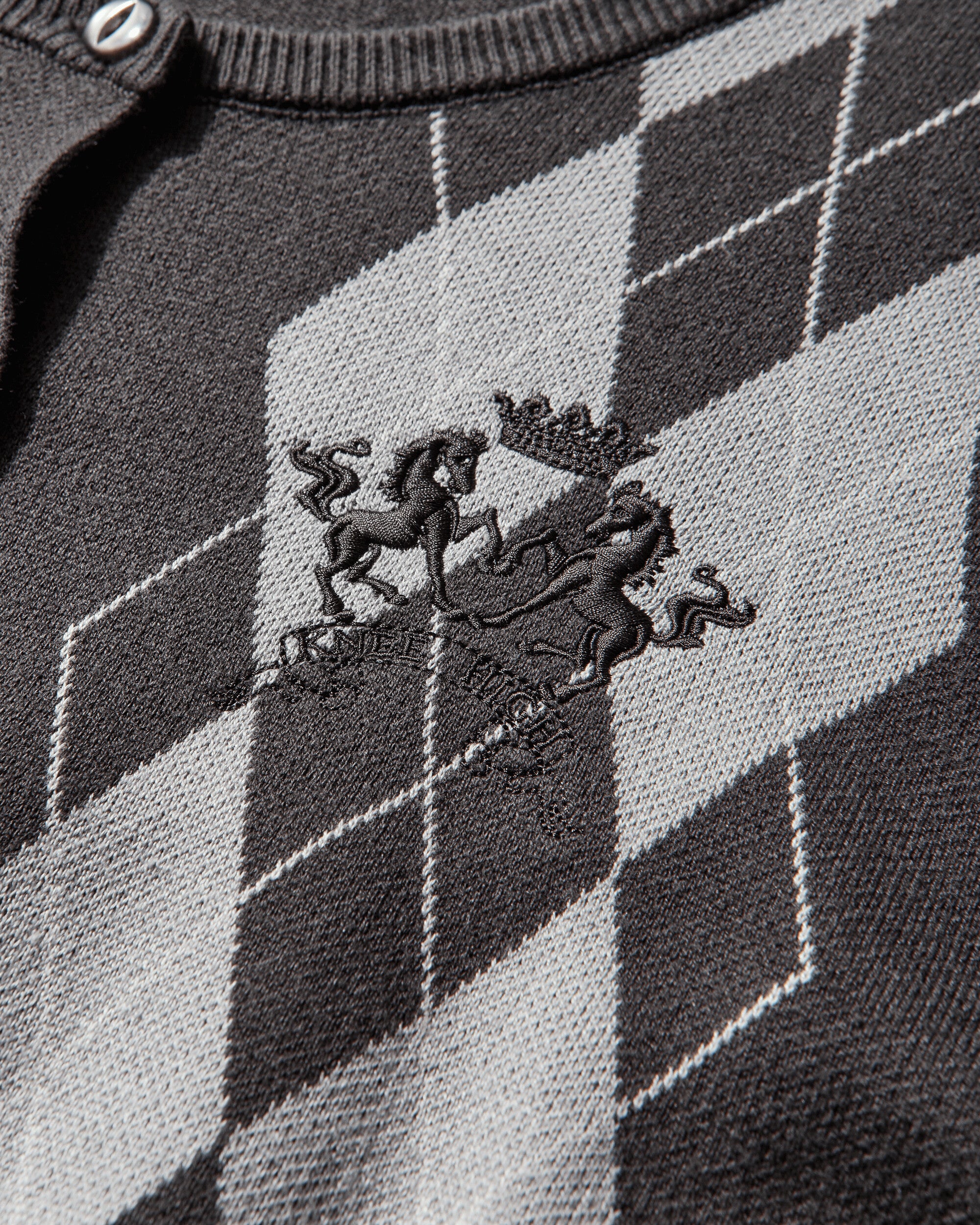 Women's Bubble Cardigan Grey Argyle - Image 3