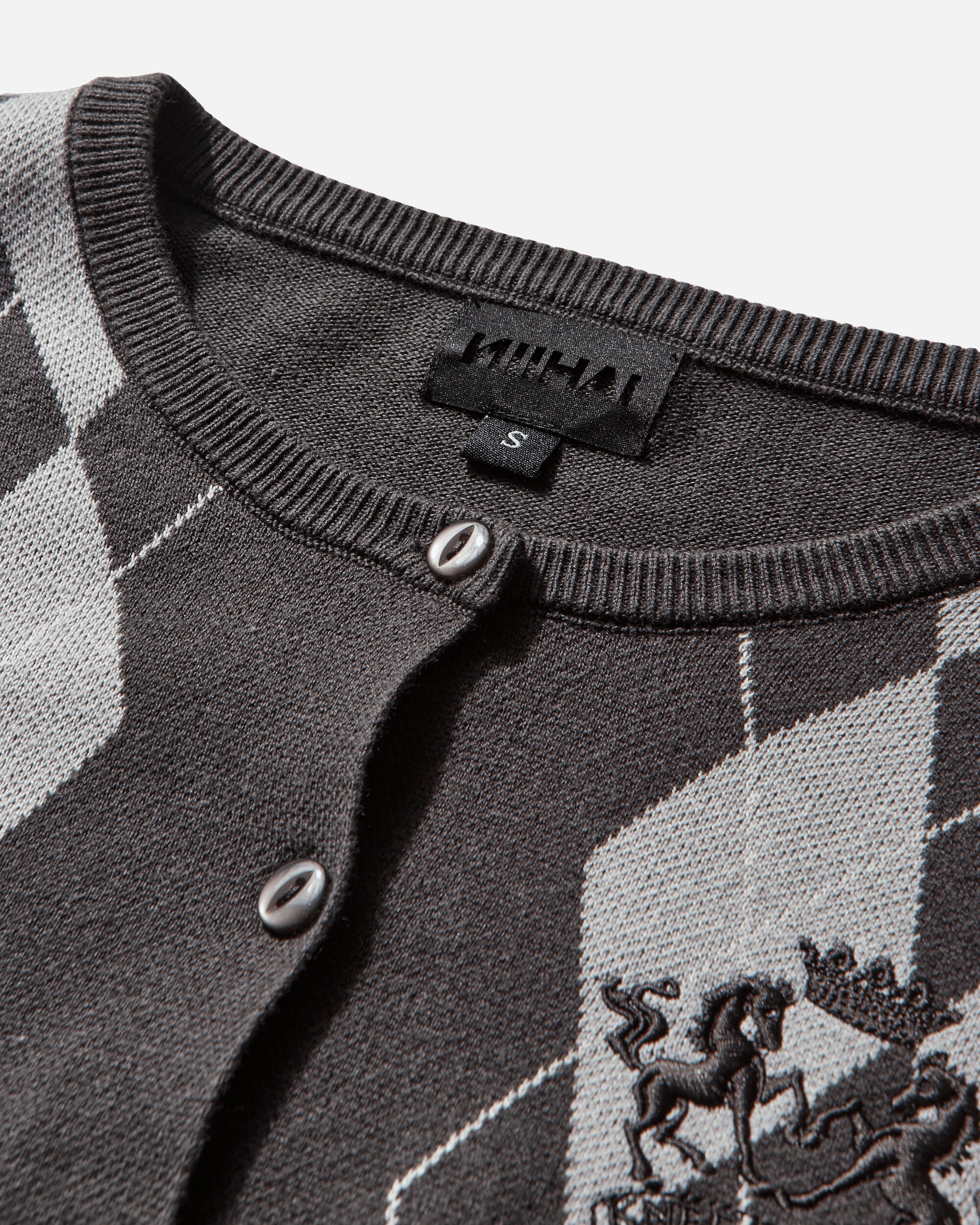 Women's Bubble Cardigan Grey Argyle - Image 4