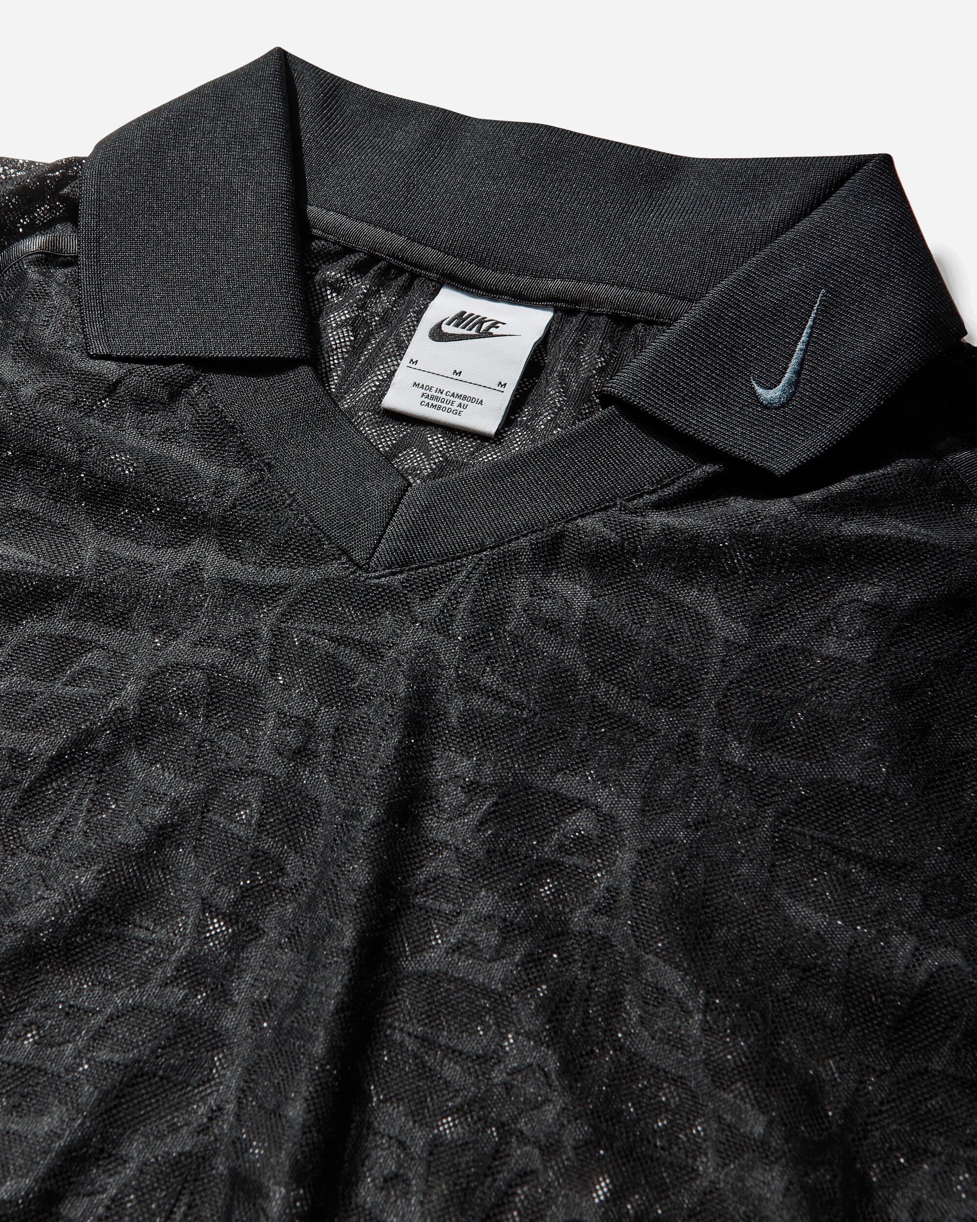 Women's Loose Lace Polo Jersey Top Black - Image 3