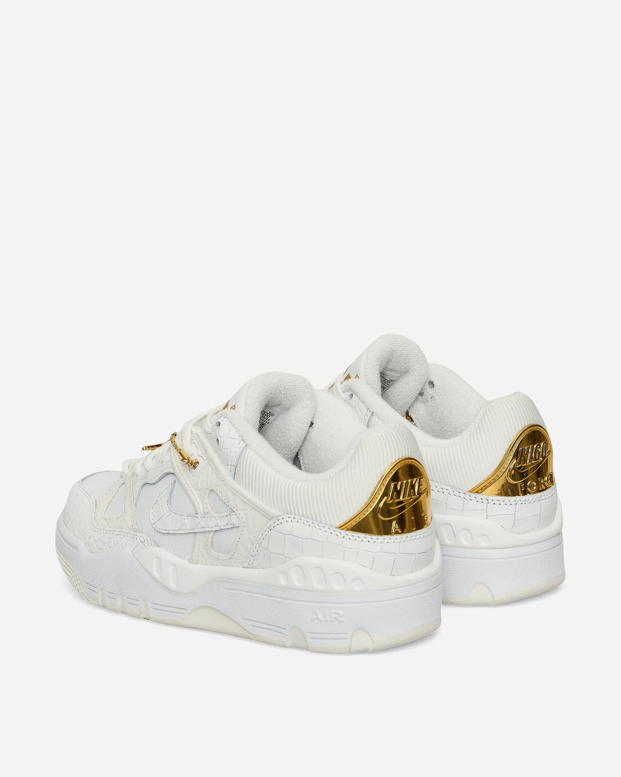NIGO Air Force 3 Low Sneakers White / Metallic Gold - Image 4