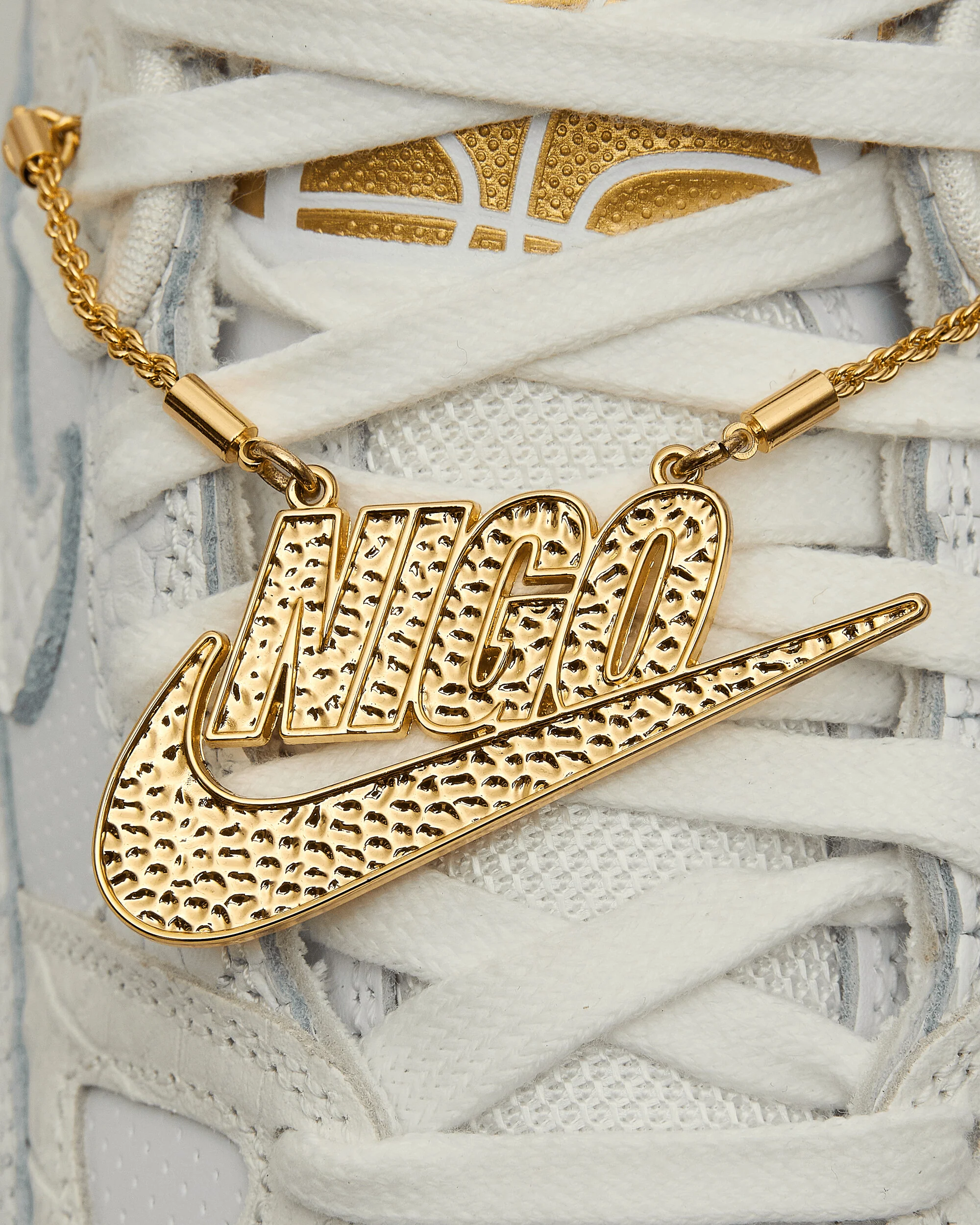 NIGO Air Force 3 Low Sneakers White / Metallic Gold - Image 7