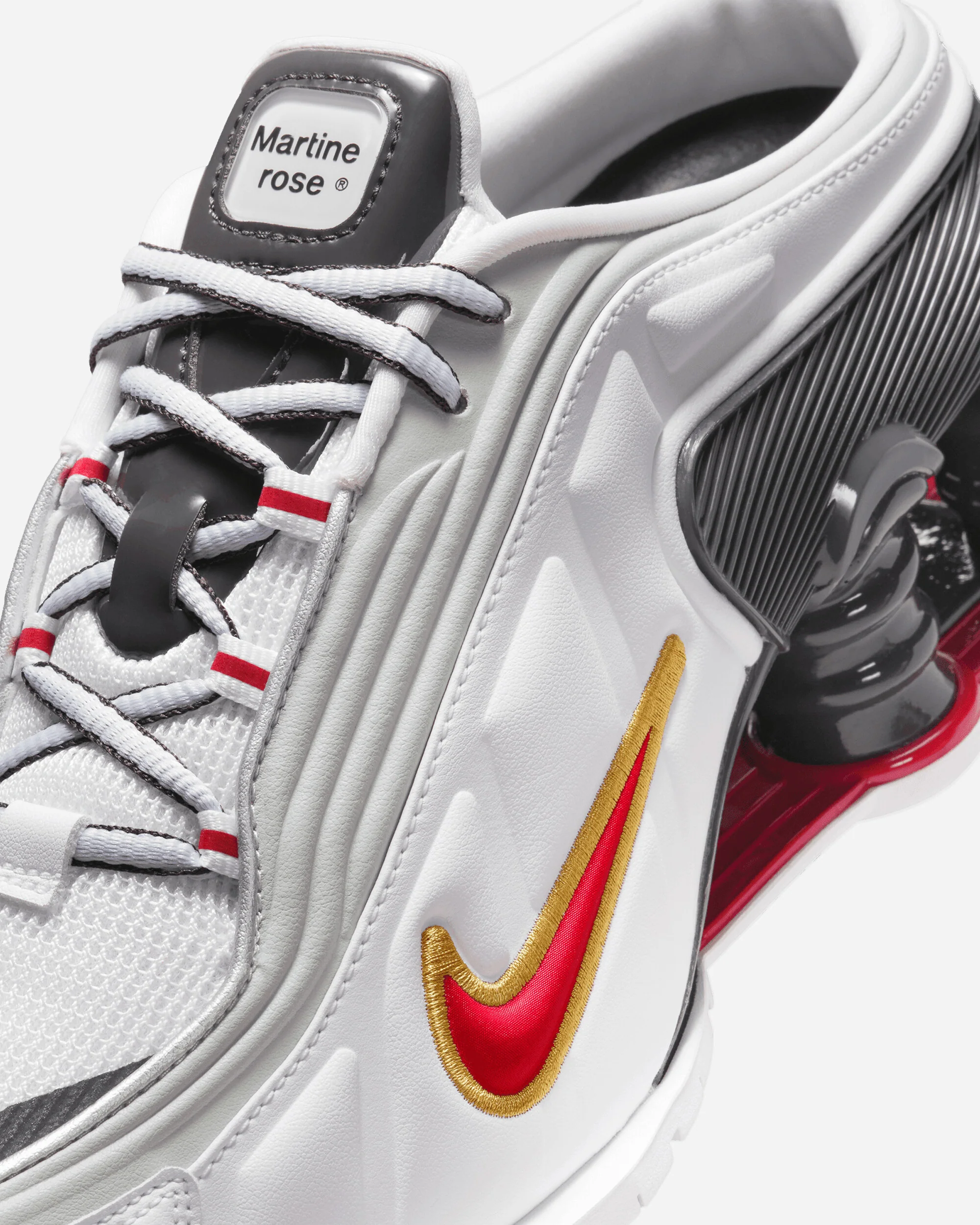 Women's Martine Rose Shox MR4 Sneakers White / Varsity Red - Image 5