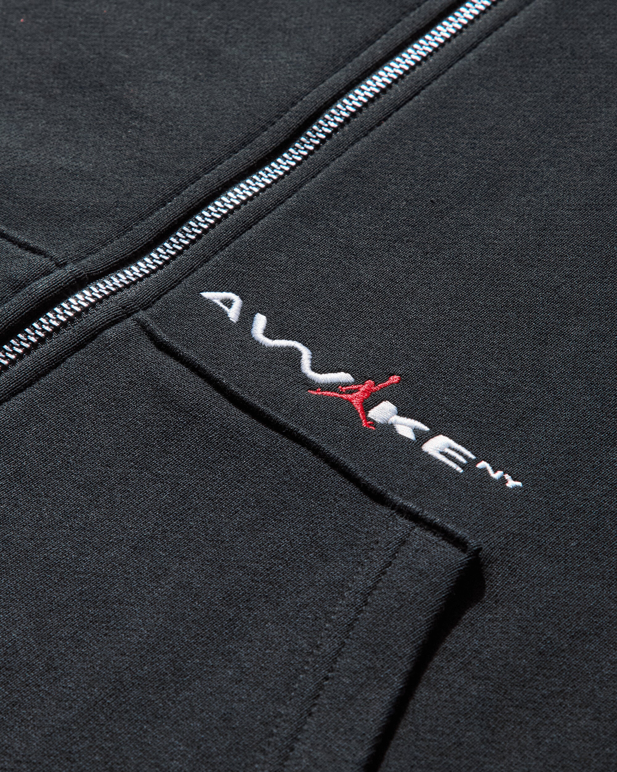 Men's Awake NY Full-Zip Fleece Hoodie Black / University Red - Image 4