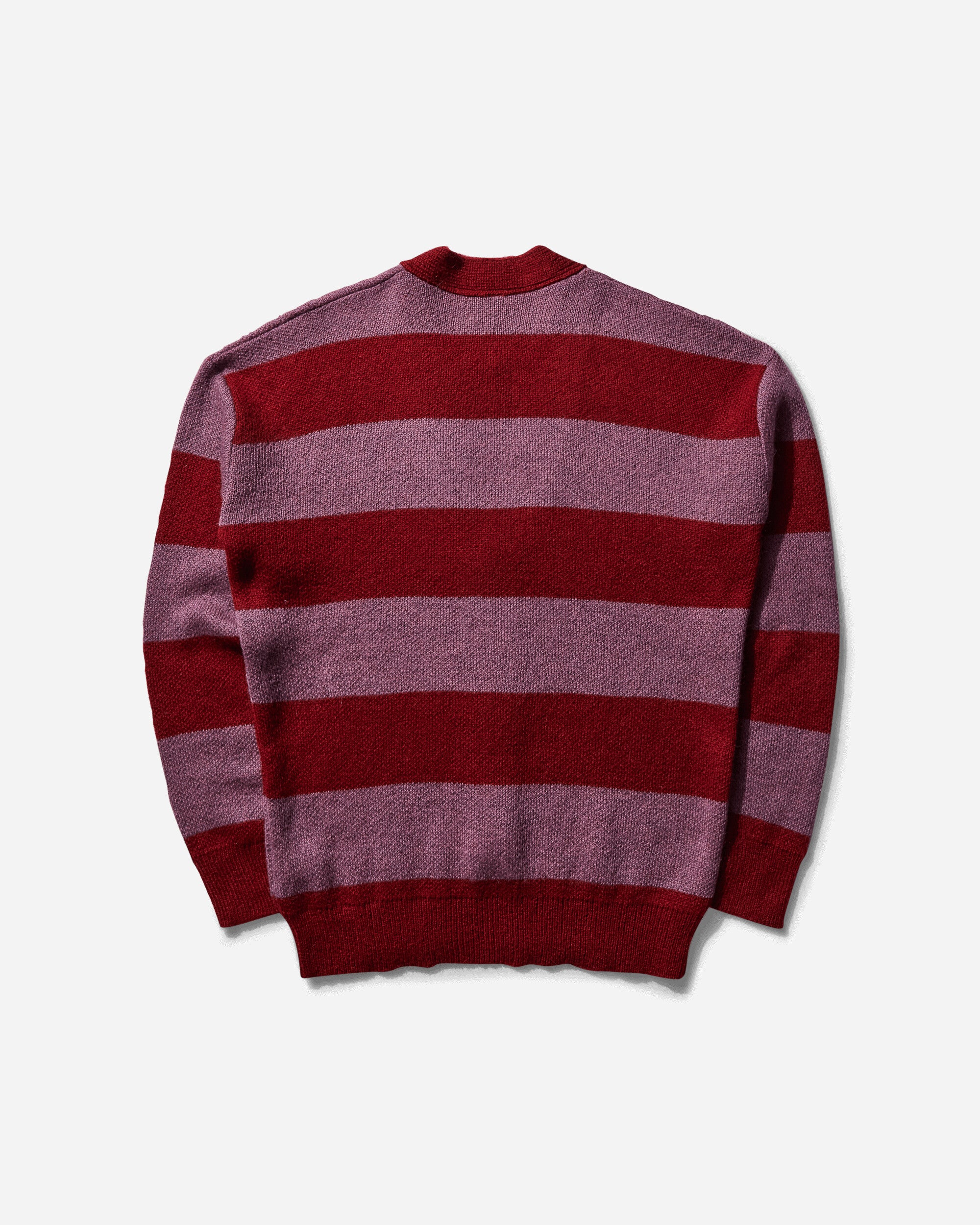 Men's Striped Mohair Oversized Cardigan Burgundy - Image 2