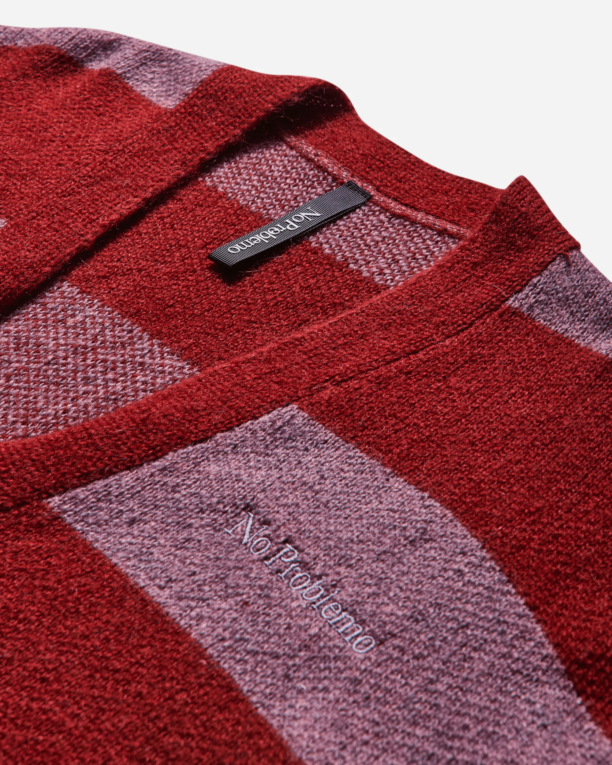 Men's Striped Mohair Oversized Cardigan Burgundy - Image 3