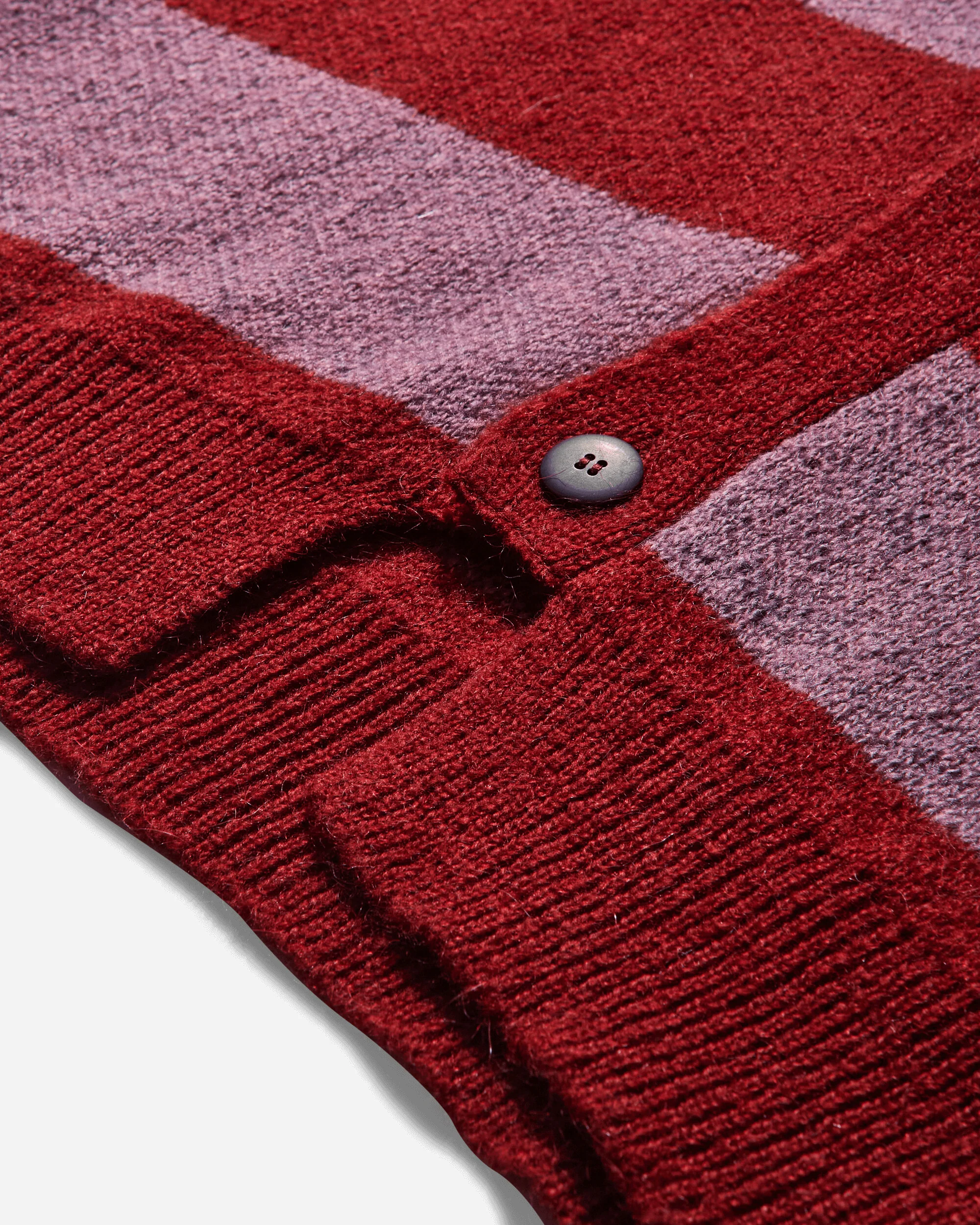 Men's Striped Mohair Oversized Cardigan Burgundy - Image 4