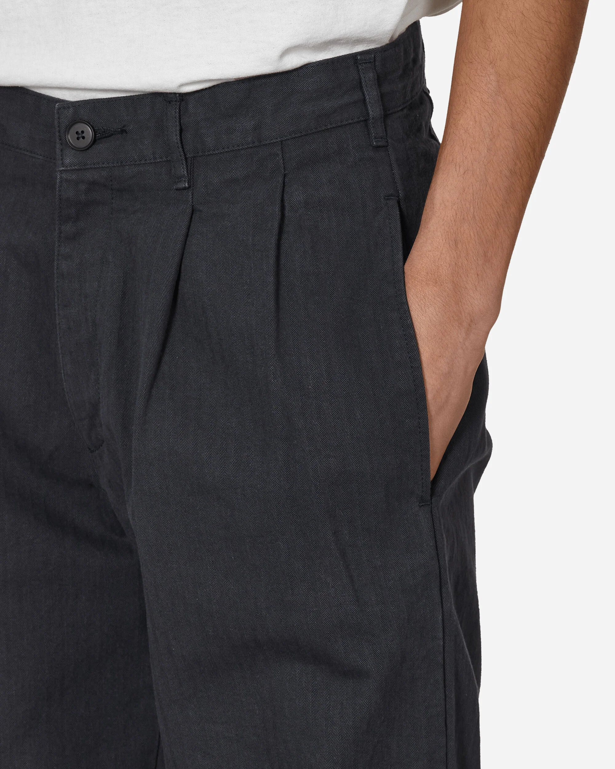 Double-Pleat Herringbone Pant Navy - Image 5