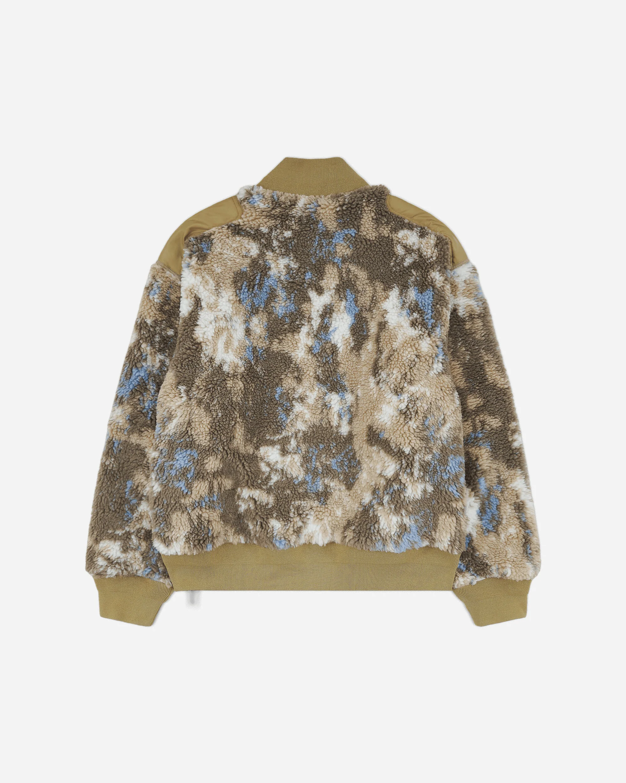 Men's Fleece Bomber Jacket Beige - Image 2