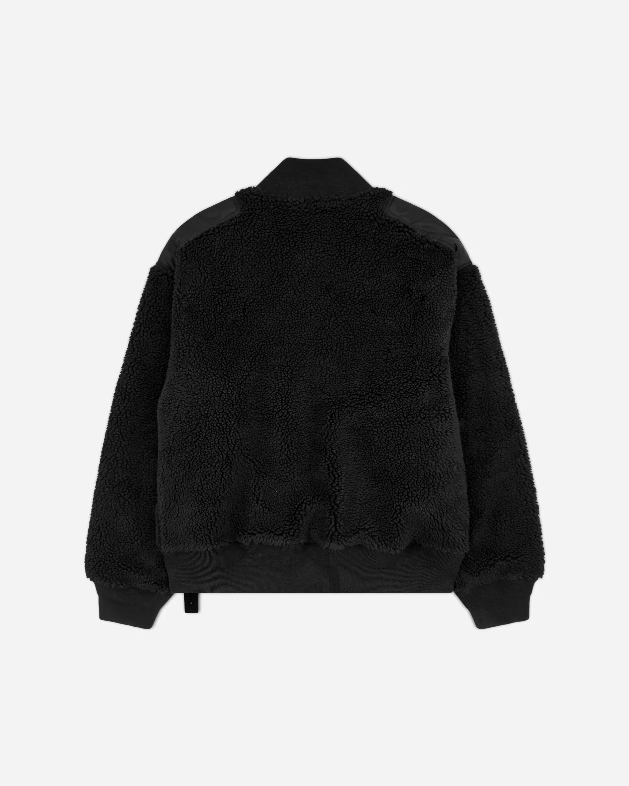 Men's Fleece Bomber Jacket Black - Image 2
