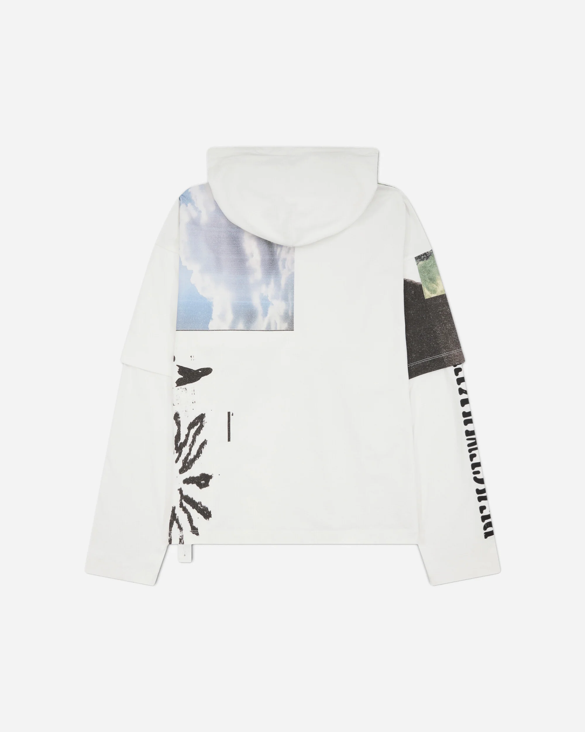 Men's Collage Print Hooded T-Shirt White - Image 2
