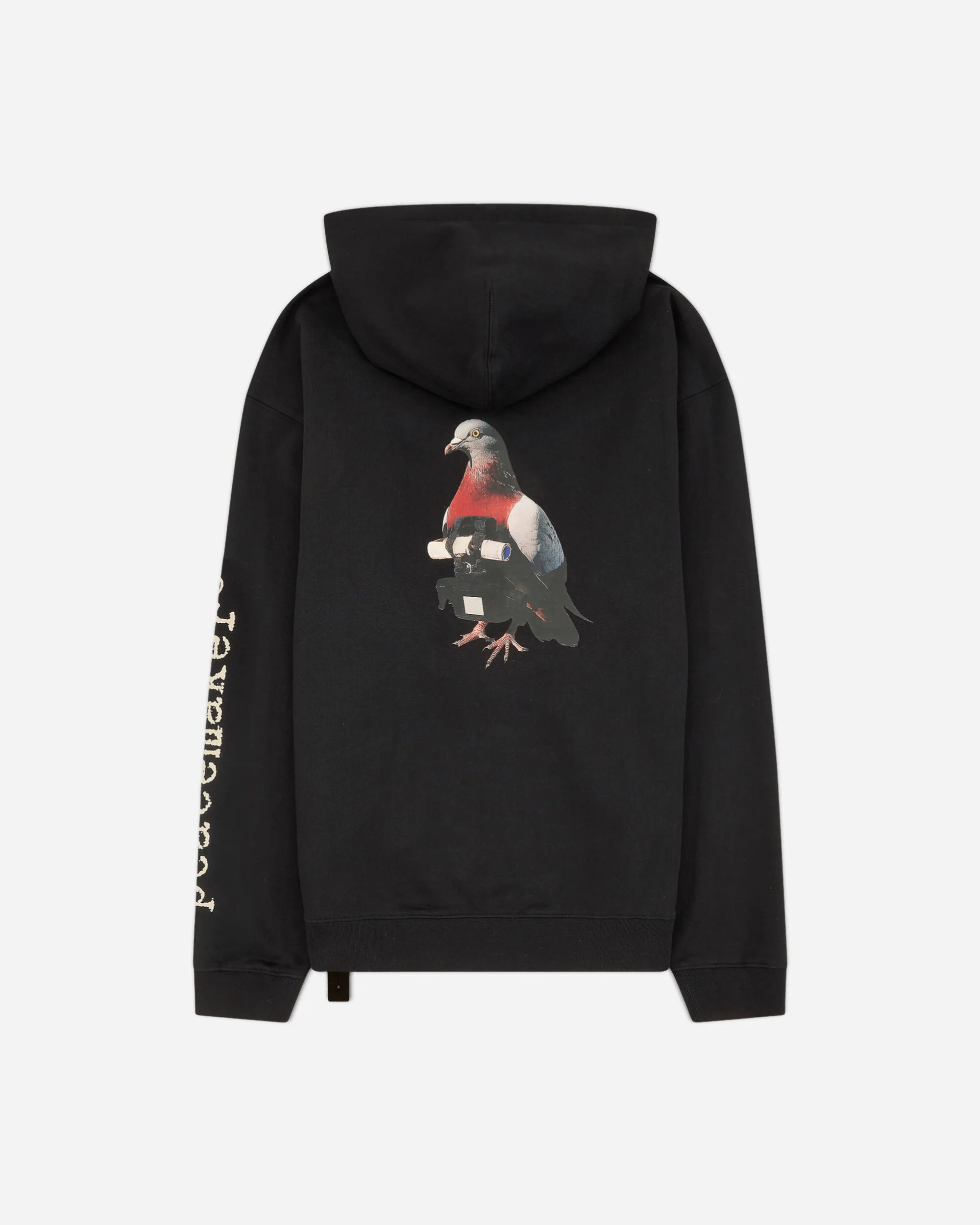 Men's Pigeon Print Loose Fit Hoodie Black - Image 2