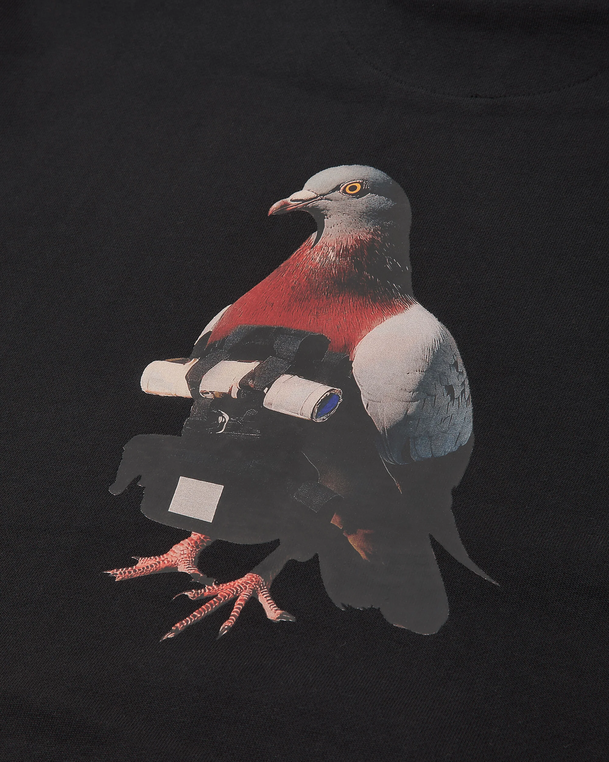 Men's Pigeon Print Loose Fit Hoodie Black - Image 3