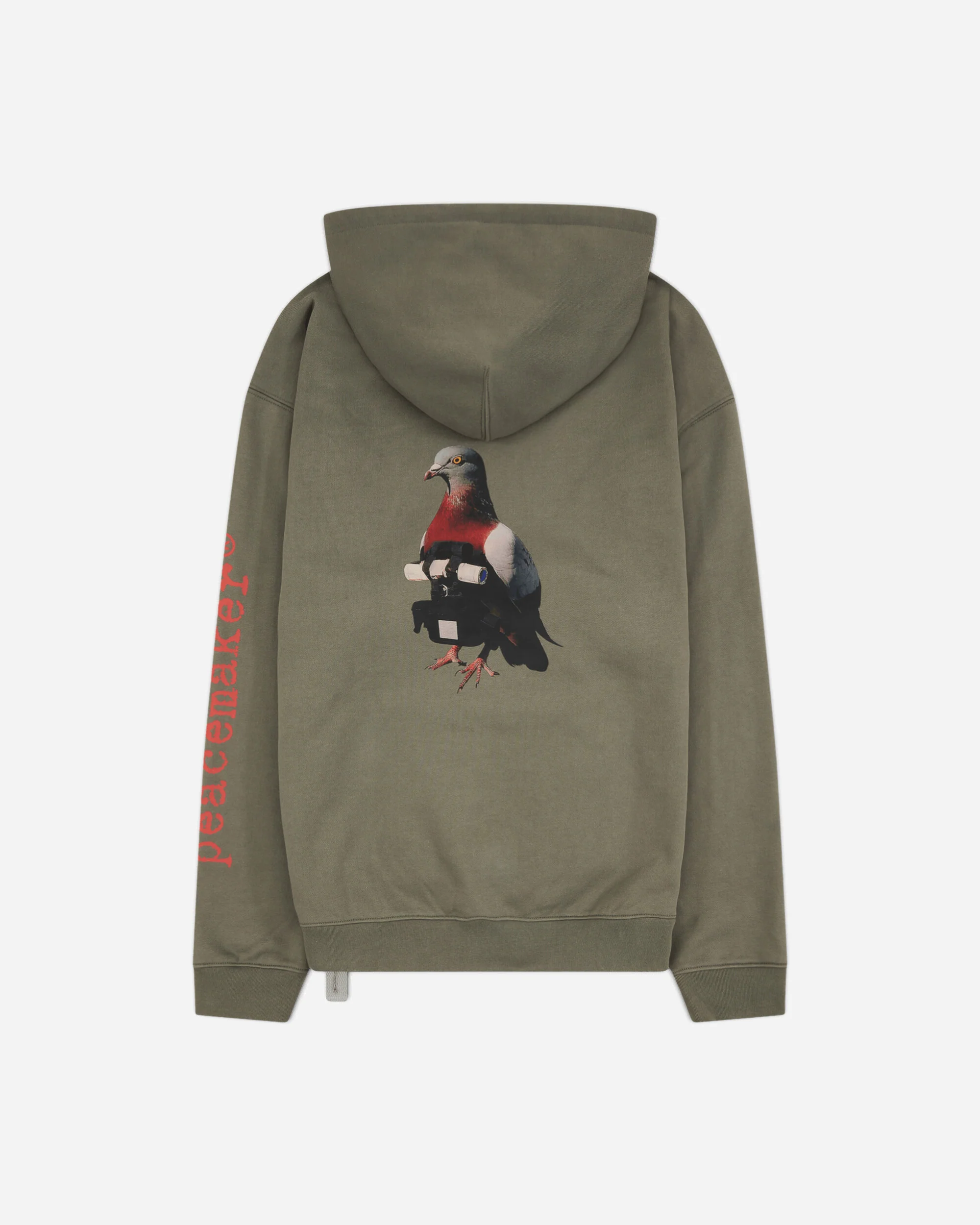 Men's Pigeon Print Loose Fit Hoodie Gray - Image 2
