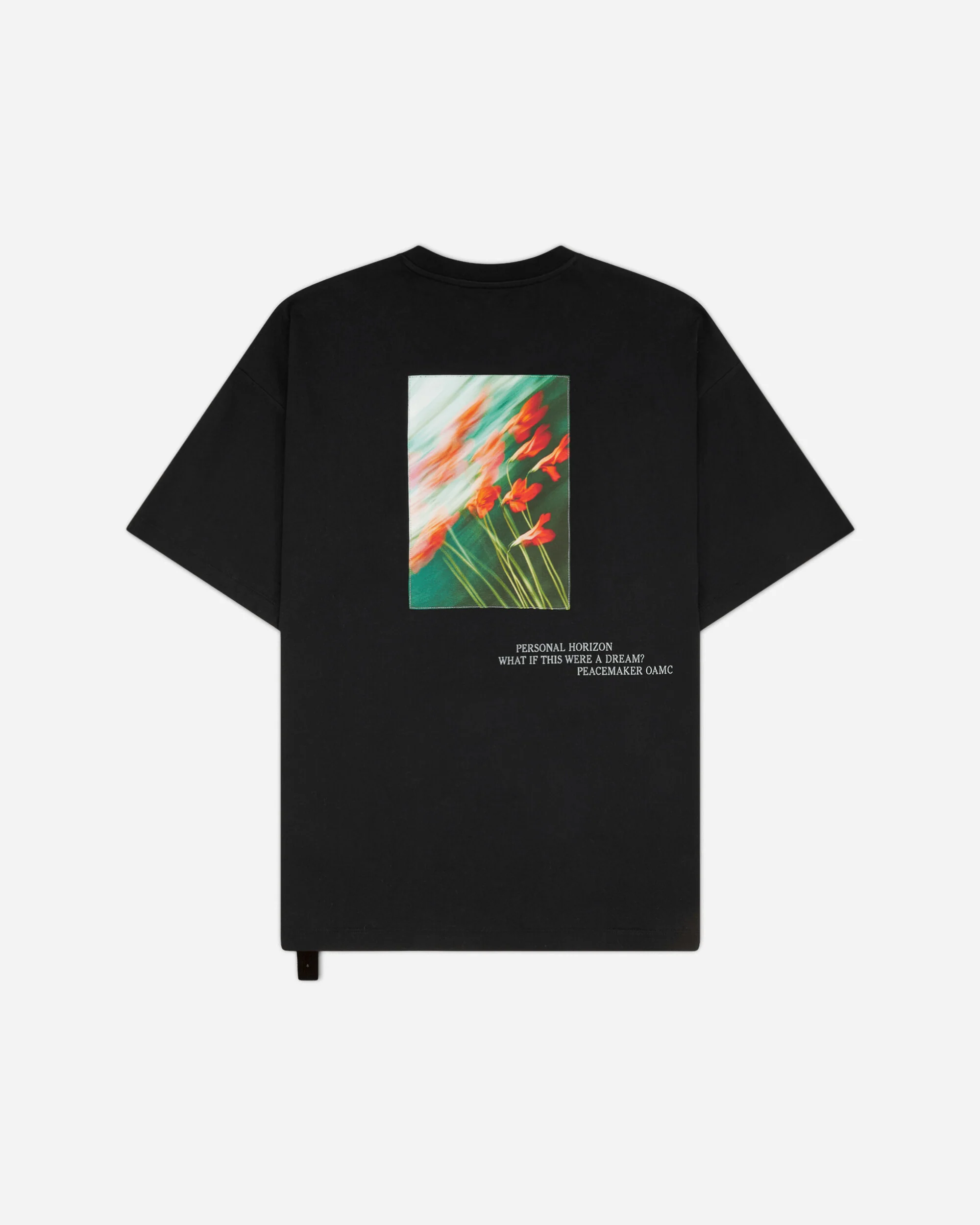 Men's Flowerred Print Loose Fit T-Shirt Black - Image 2