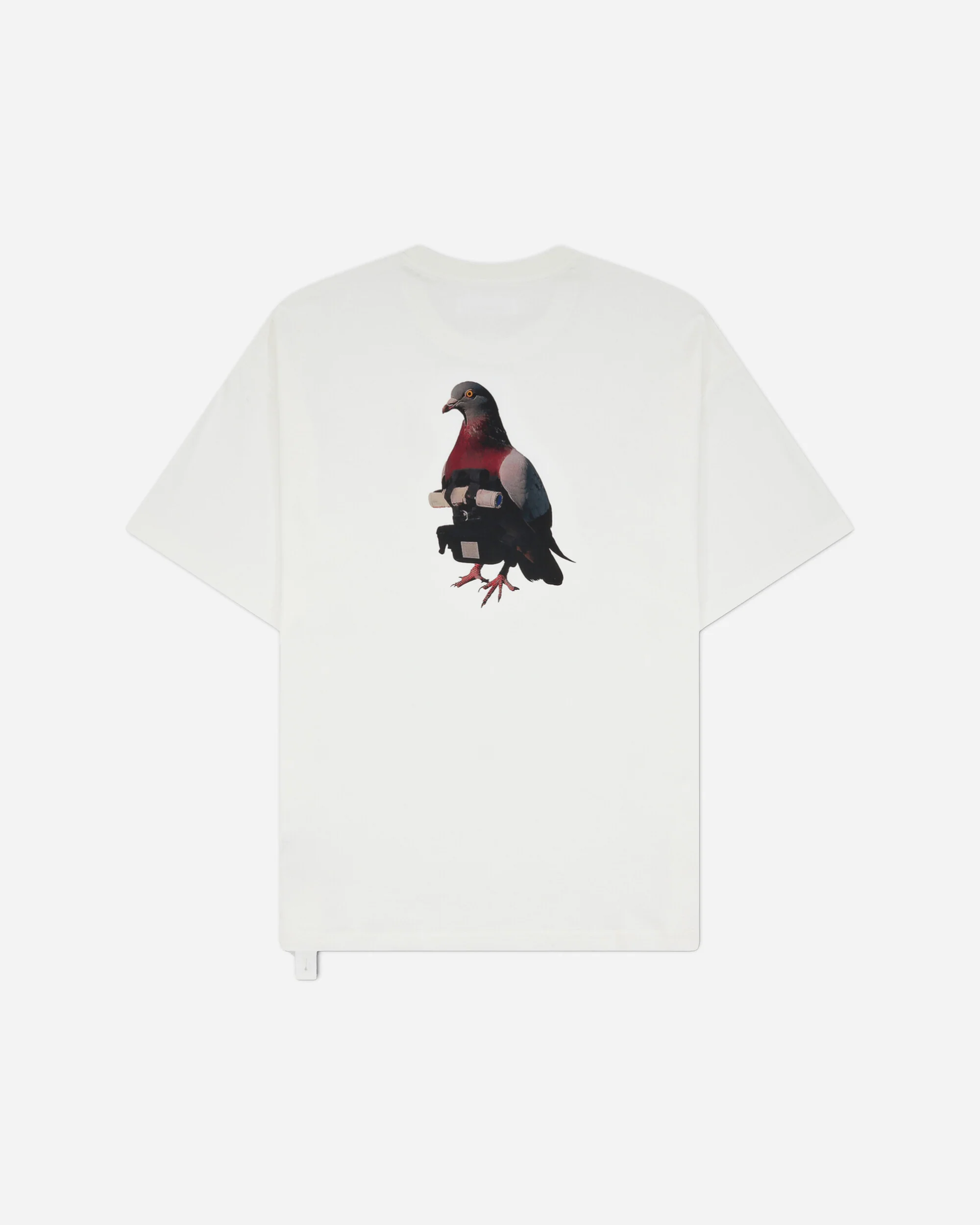 Men's Pigeon Print Loose Fit T-Shirt White - Image 2