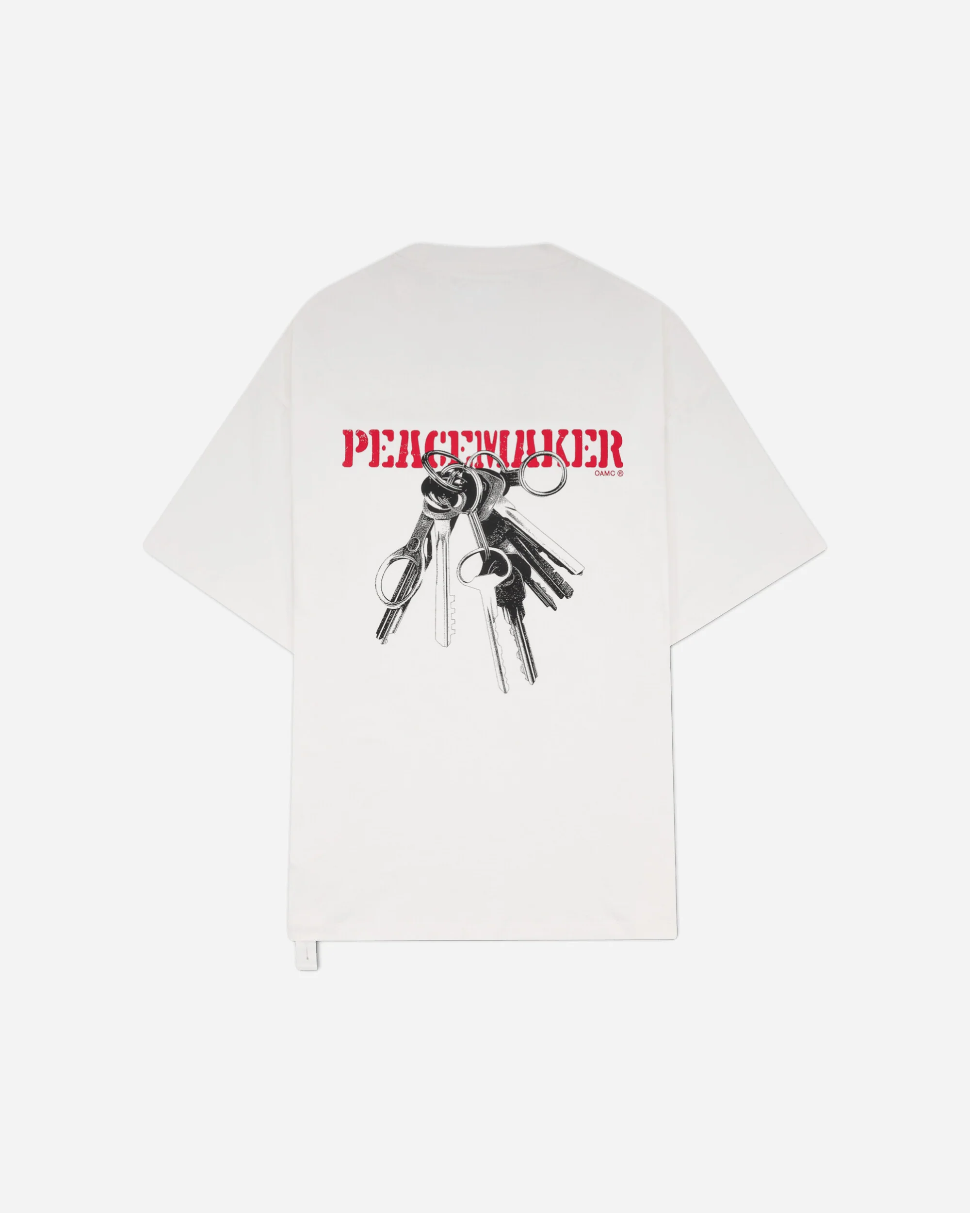 Men's Keys Print Oversized Fit T-Shirt White - Image 2