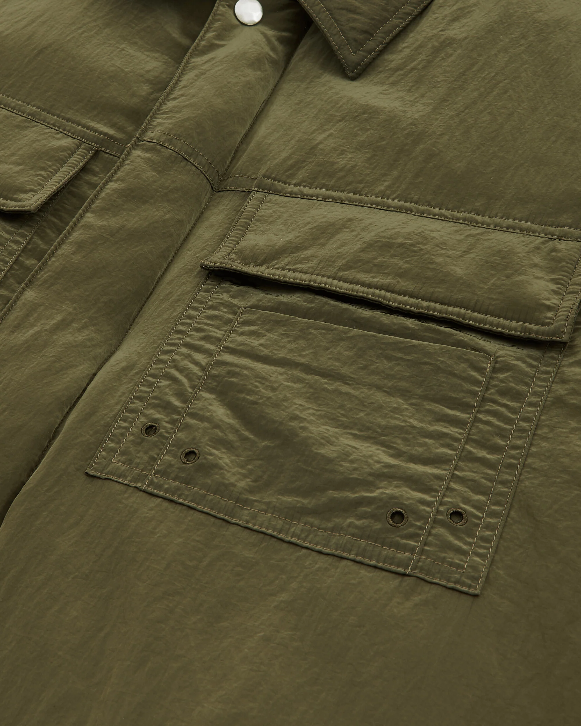 Men's Padded Overshirt Military Green - Image 3