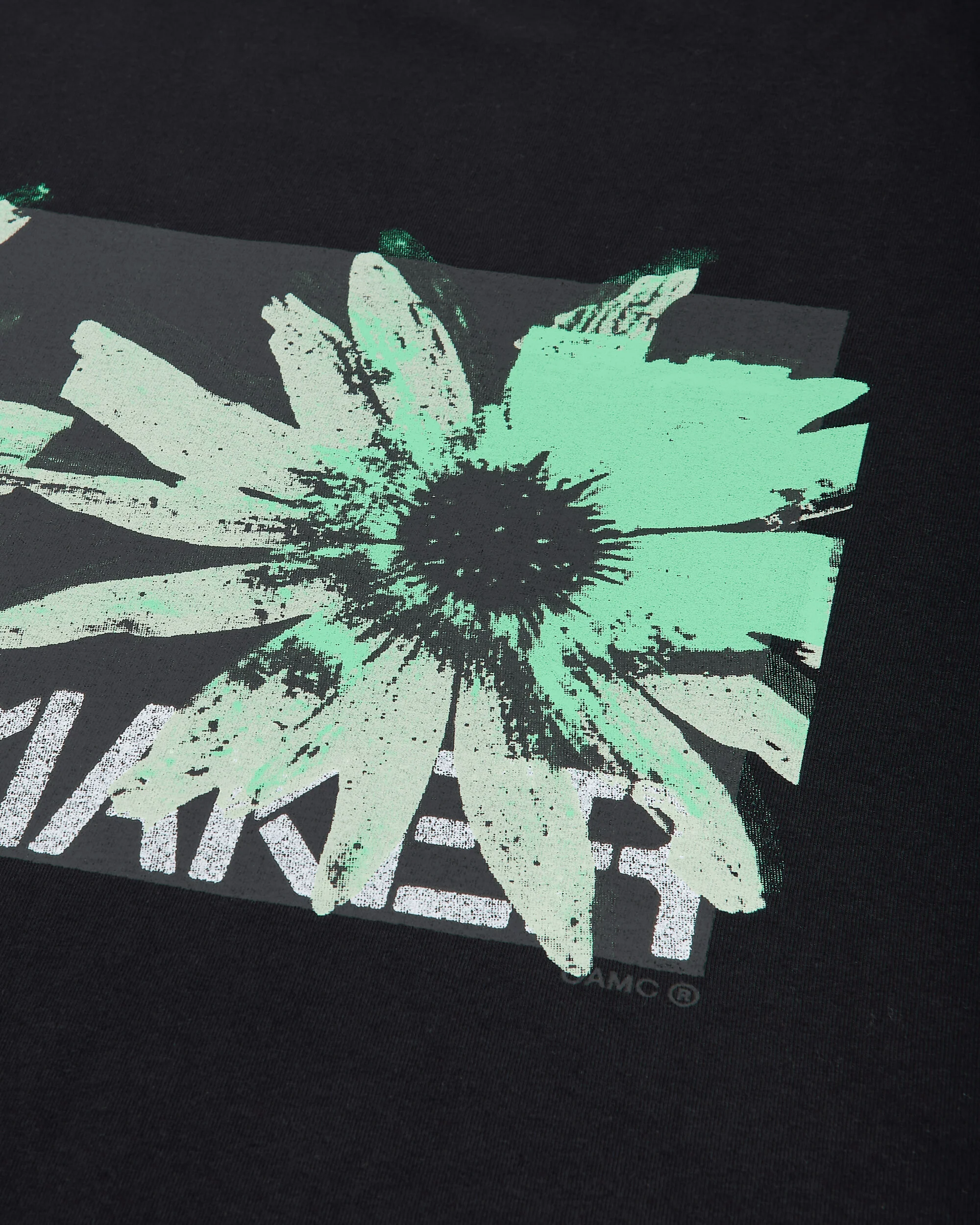 Men's Flower Print Regular Fit T-Shirt Black - Image 3