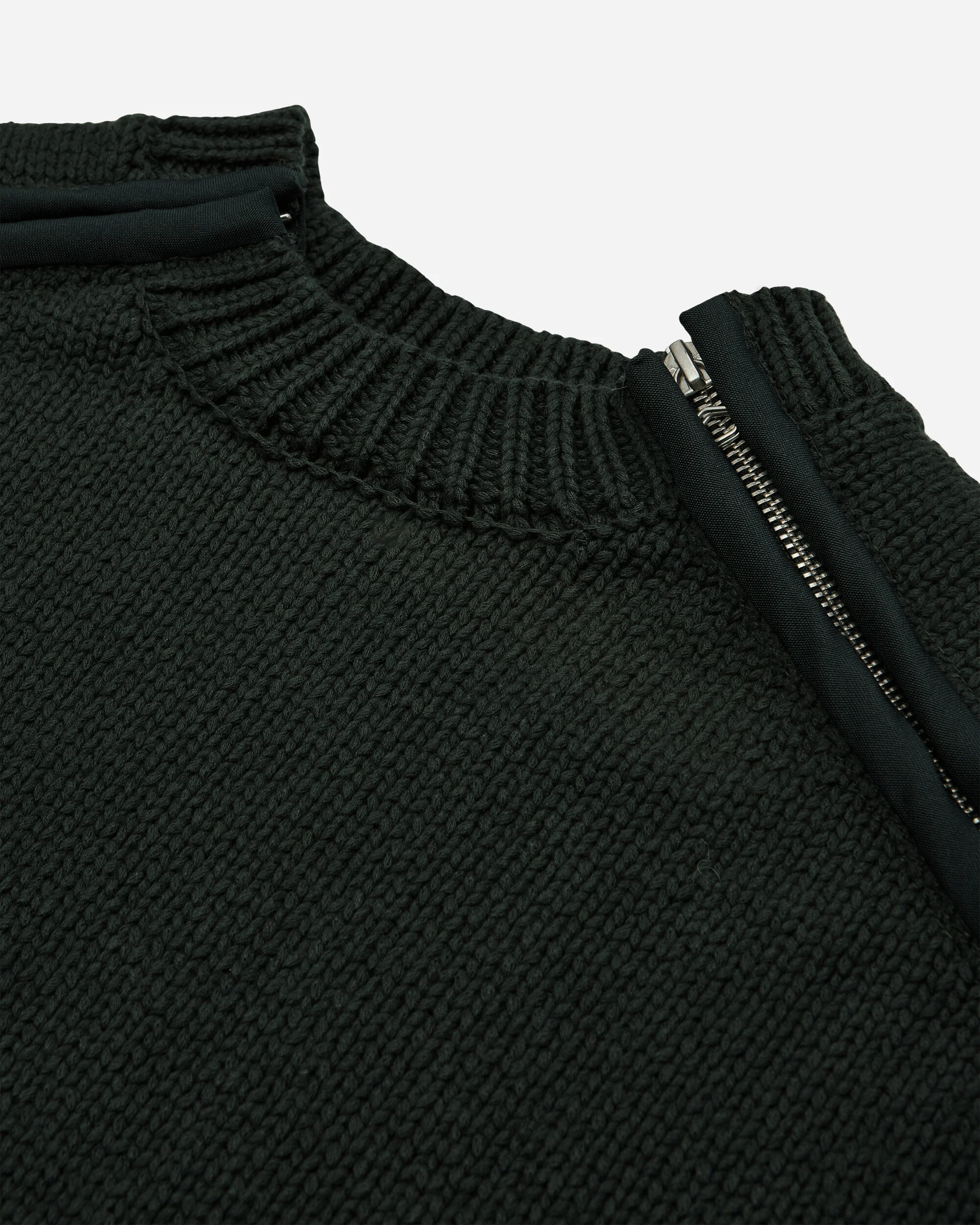 Men's Shoulder Zip Knit Sweater Dark Green - Image 3