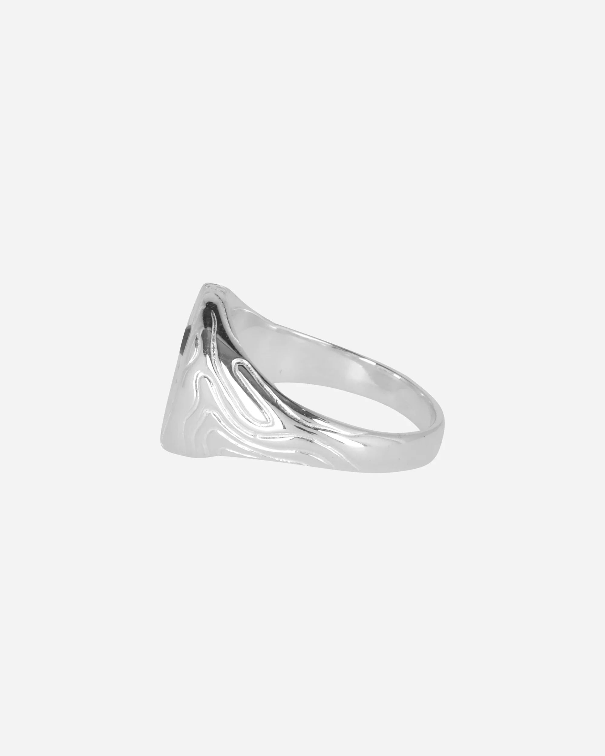 Black Diamond Globe Signet Ring Silver - Image 3