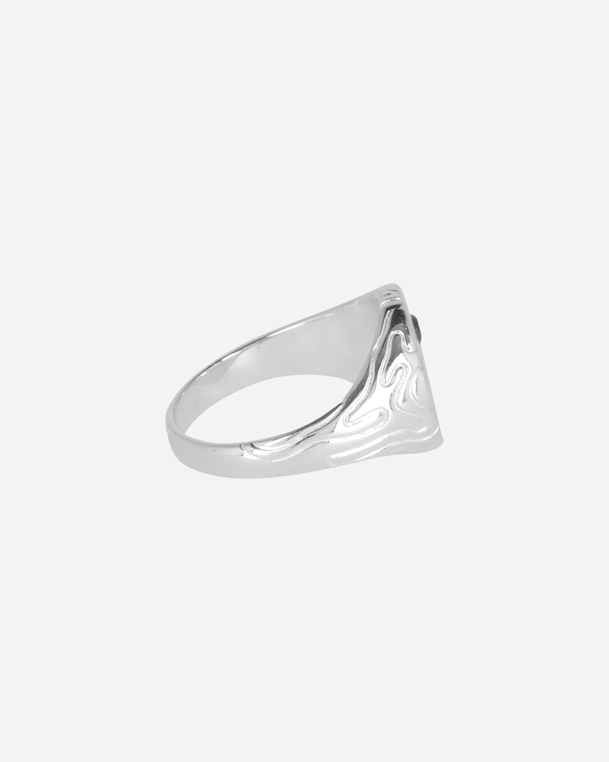 Black Diamond Globe Signet Ring Silver - Image 5