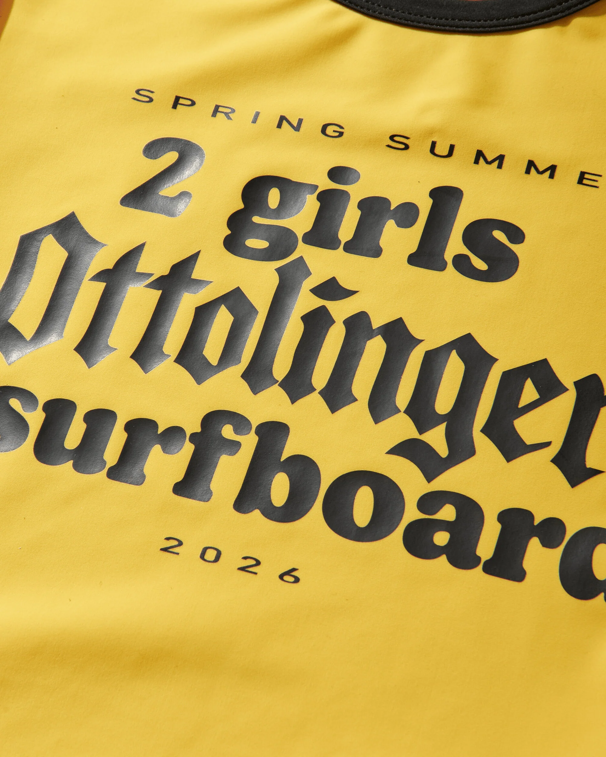 Women's 2 Girls 1 Surfboard T-Shirt Yellow / Black - Image 3