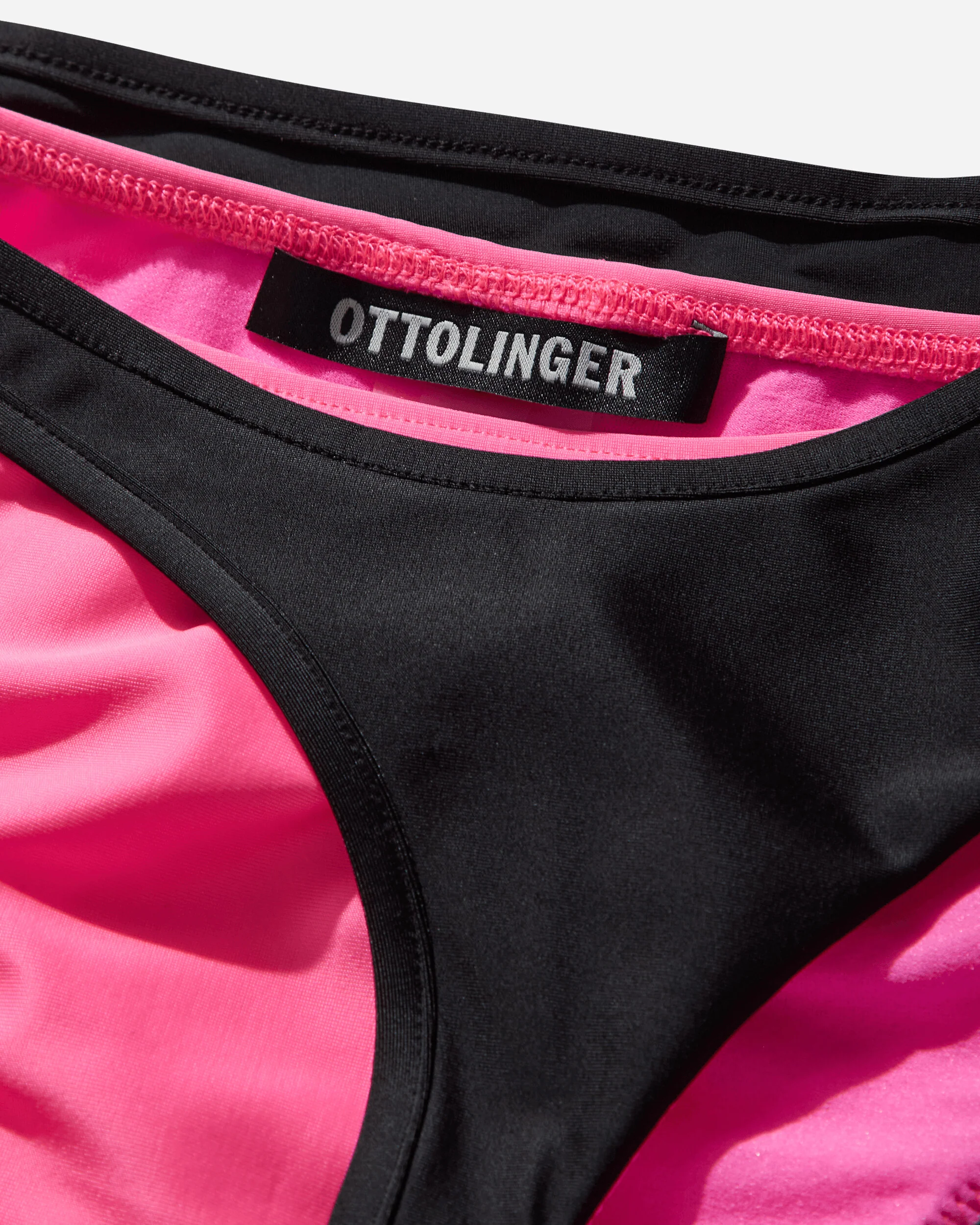 Women's Layered Bikini Bottom Pink / Black - Image 4
