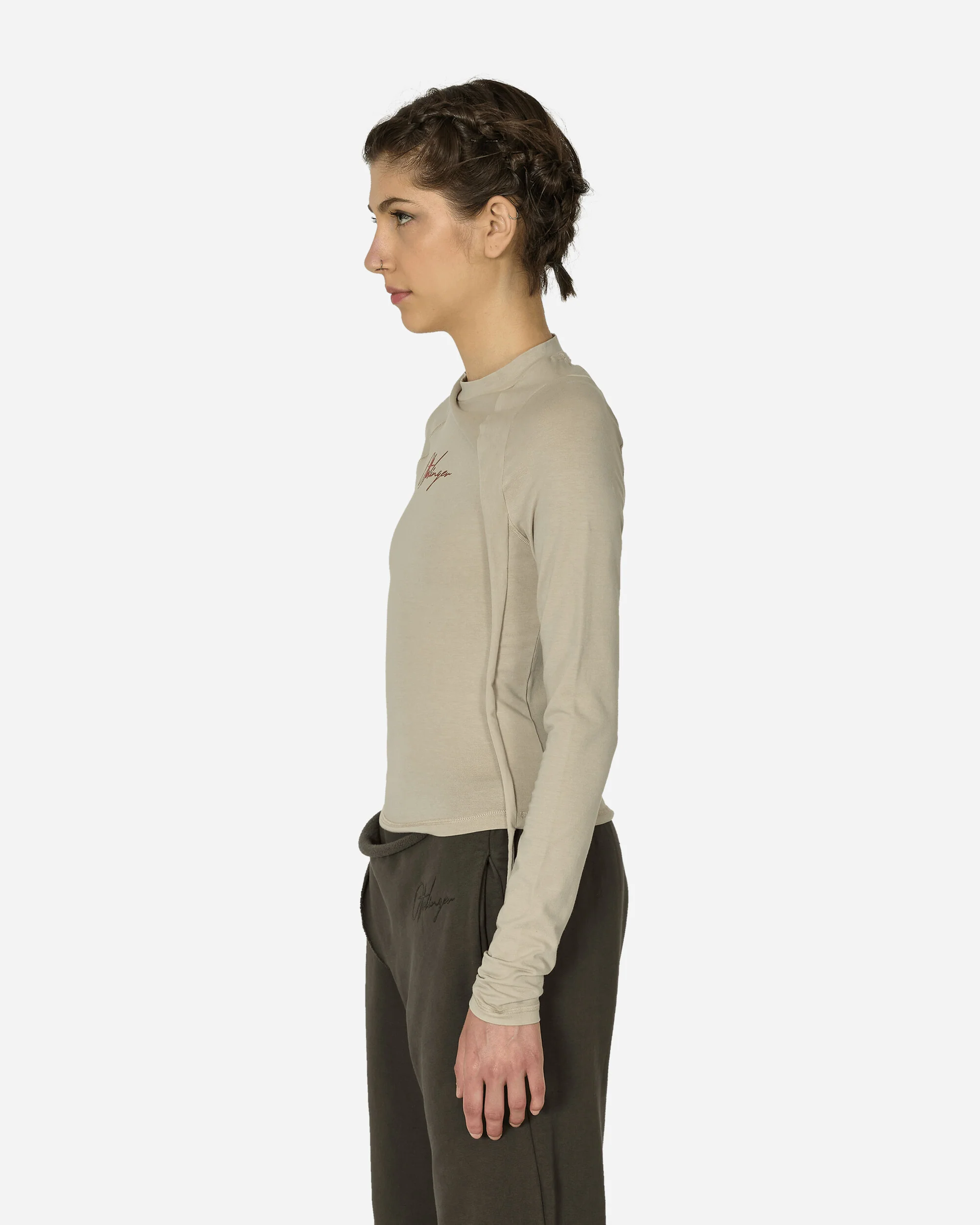 Deconstructed Fitted Longsleeve Top Sand - Image 2
