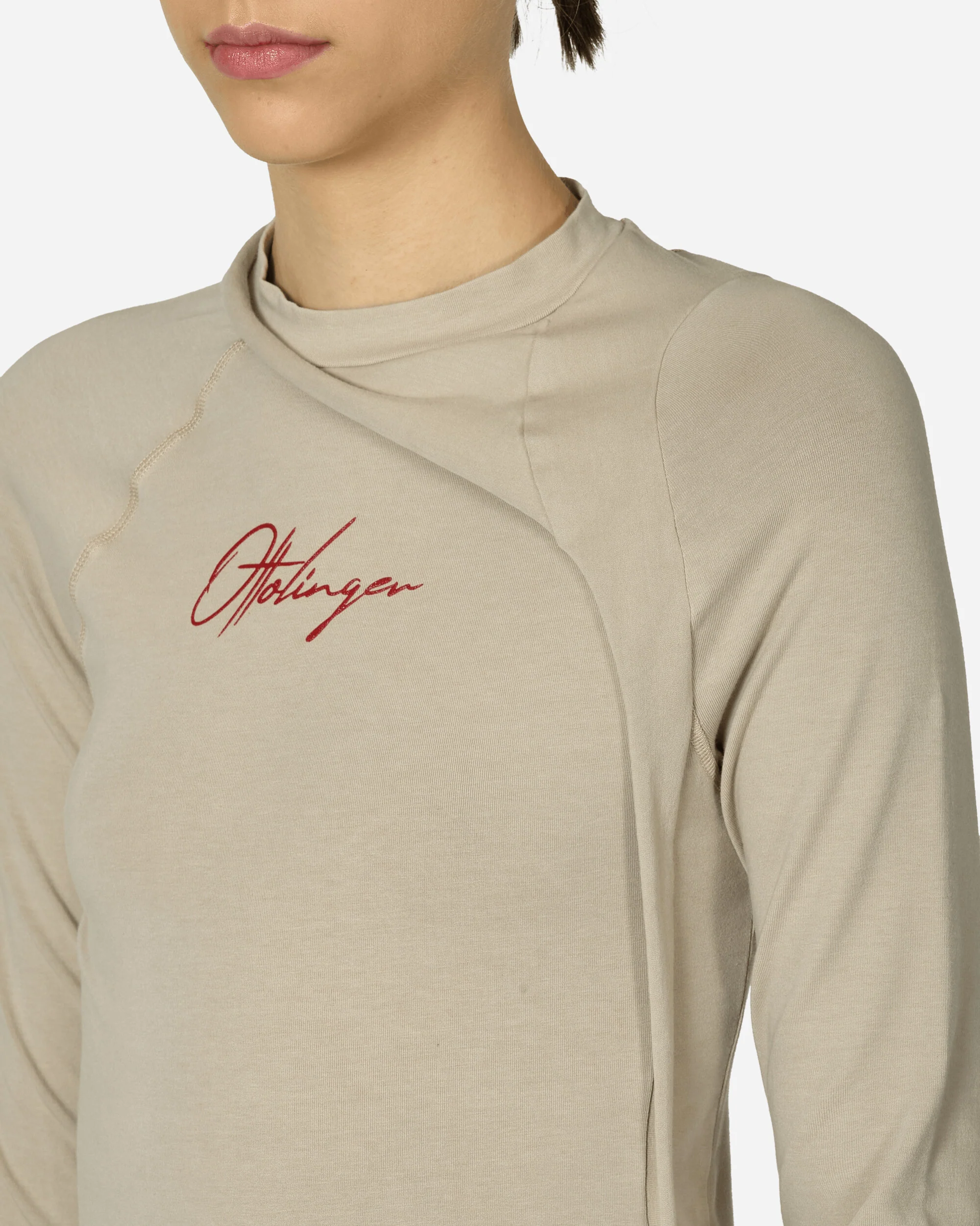 Deconstructed Fitted Longsleeve Top Sand - Image 5