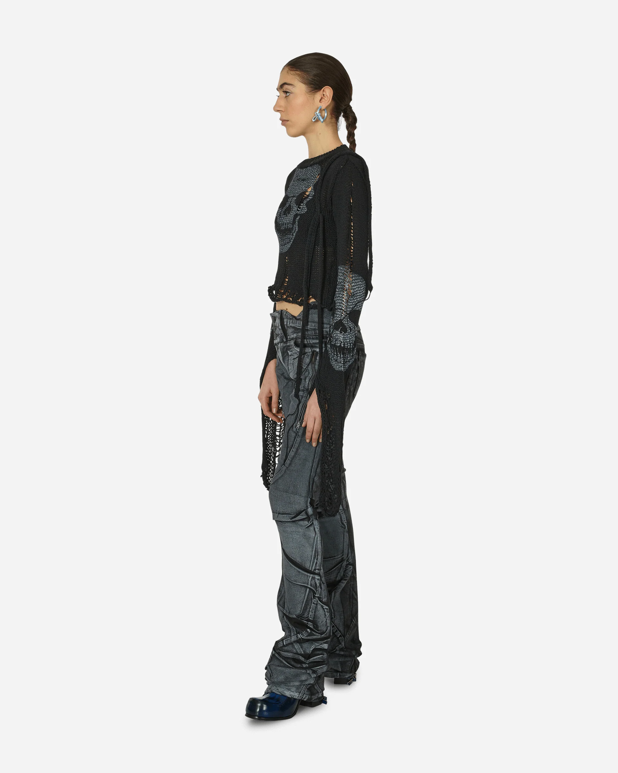 Distressed Knit Longsleeve Sweater Black - Image 2