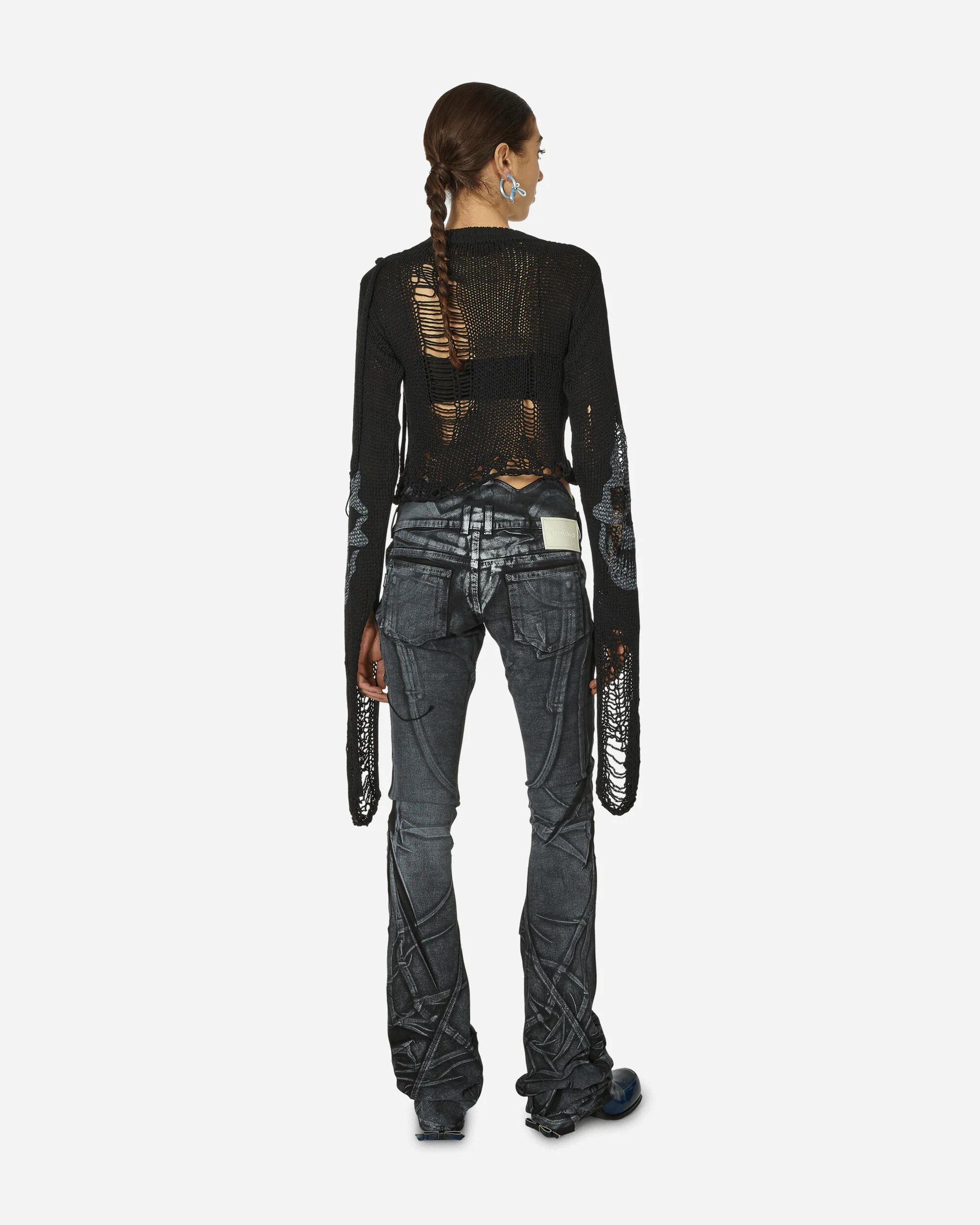 Distressed Knit Longsleeve Sweater Black - Image 3