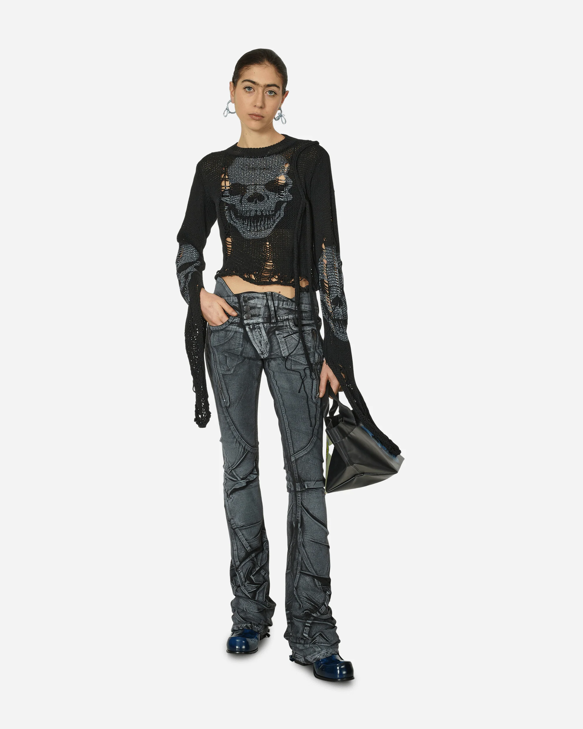 Distressed Knit Longsleeve Sweater Black - Image 4