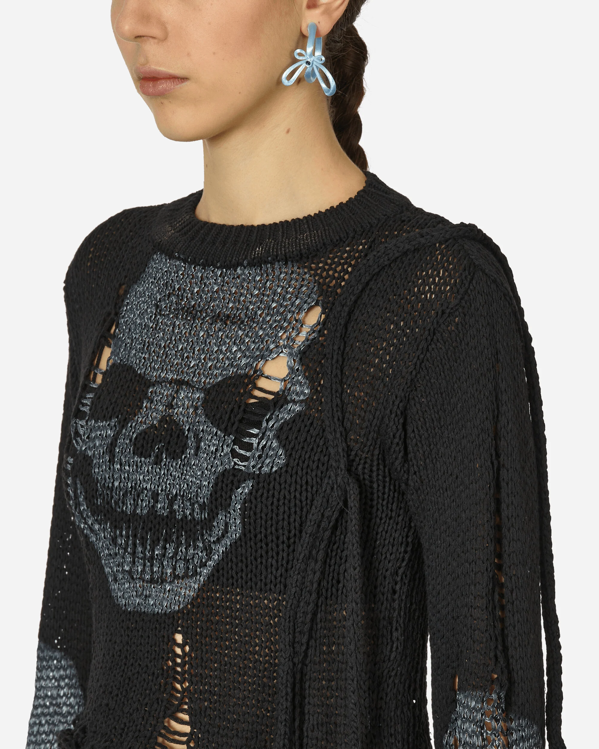 Distressed Knit Longsleeve Sweater Black - Image 5