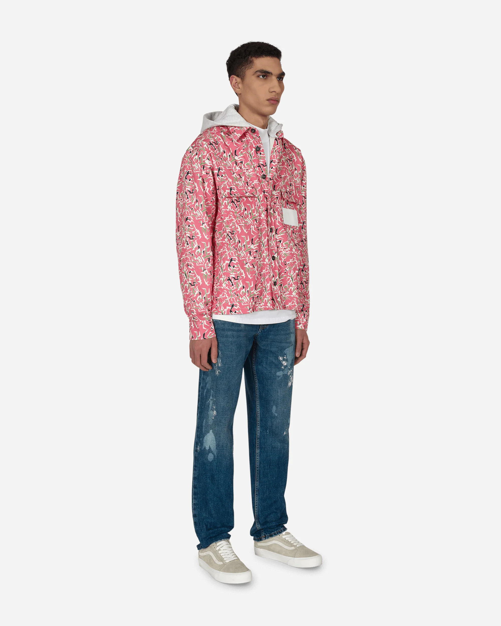 Hooded Workwear Shirt Pink - Image 4