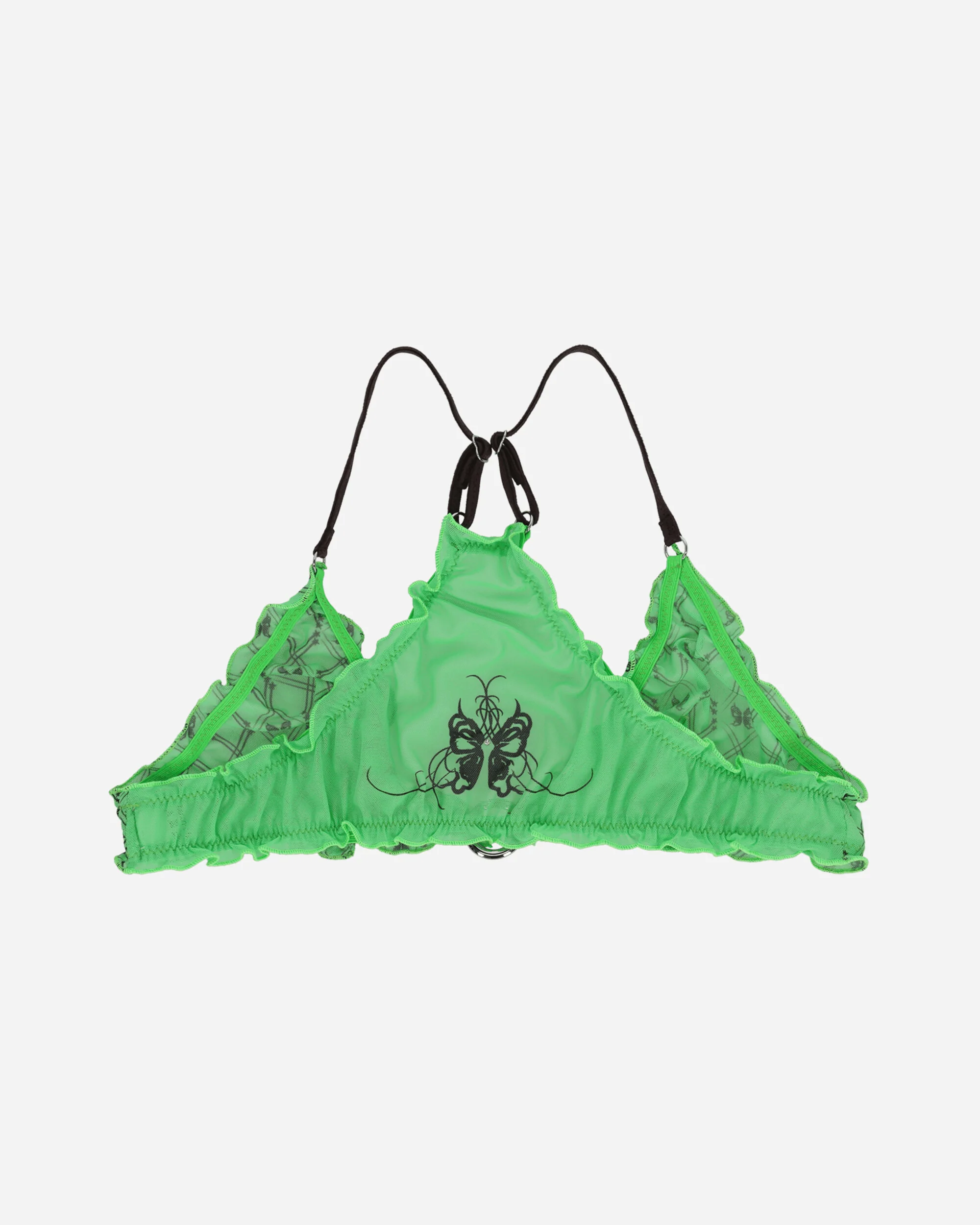 Evil Butterfly Pattern Sporty Bra Acid Green / Dark Brown - Image 2