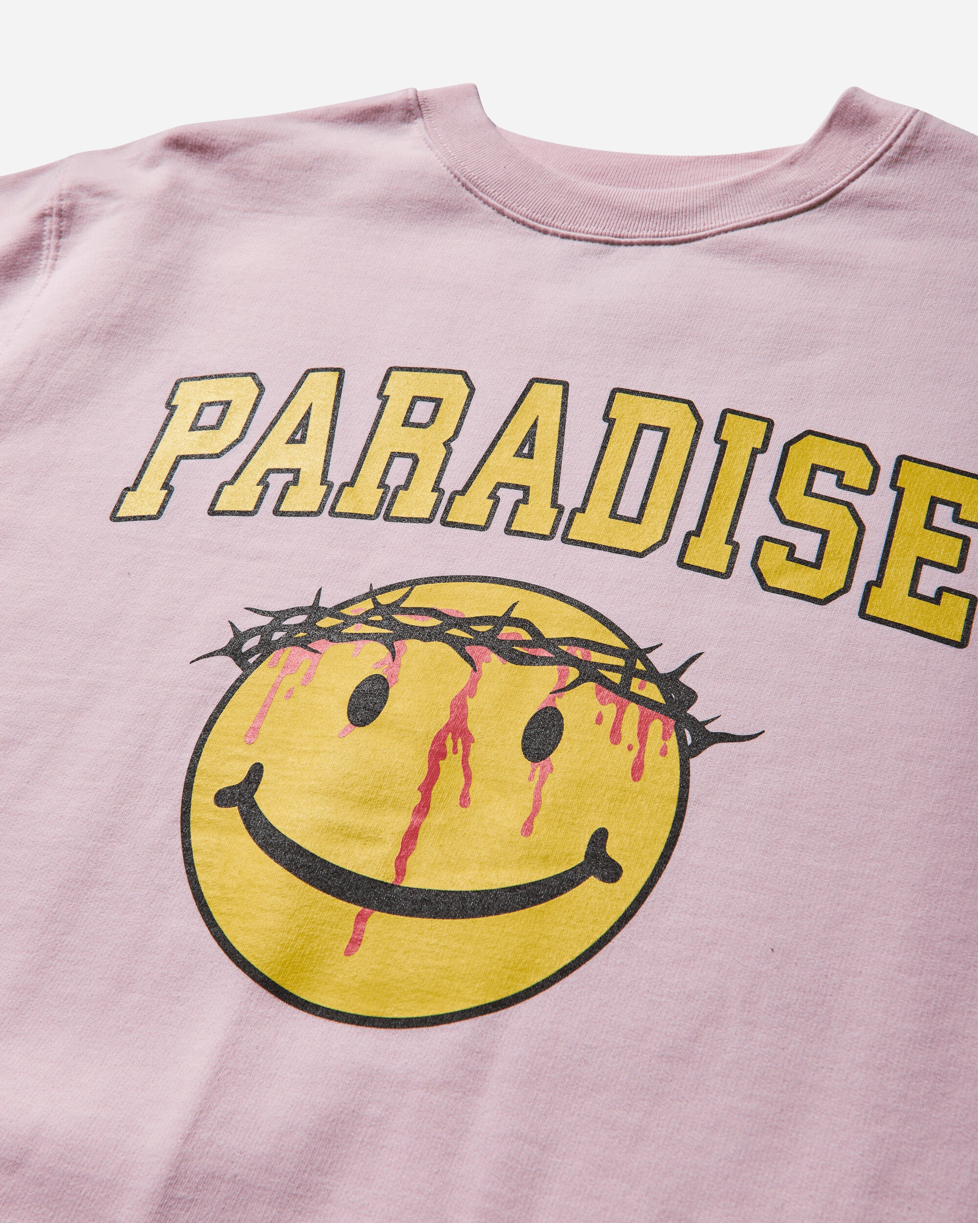 Men's Smiley Jesus Crewneck Sweatshirt Pink - Image 3
