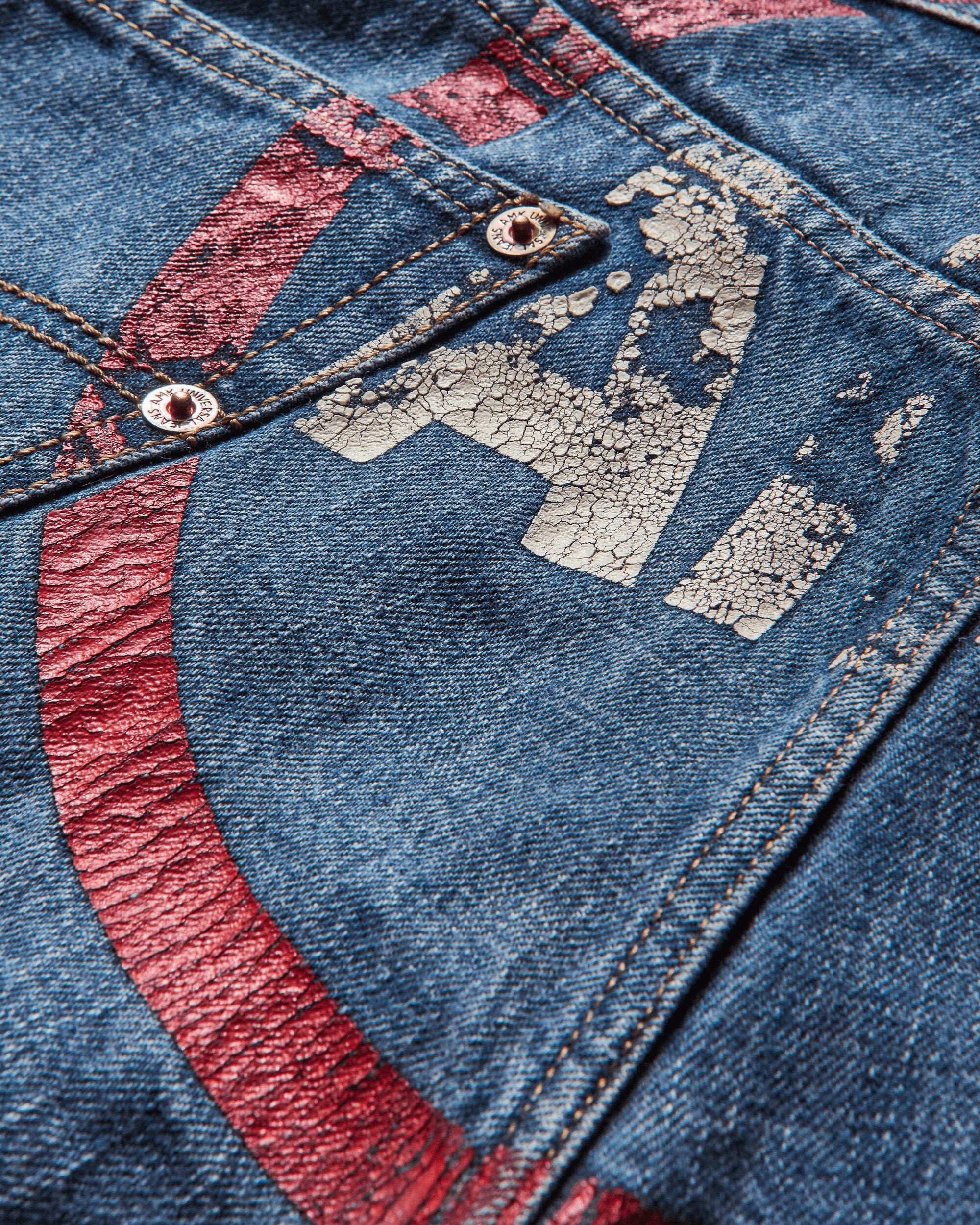 Men's Straight Logo Jeans Blue - Image 4