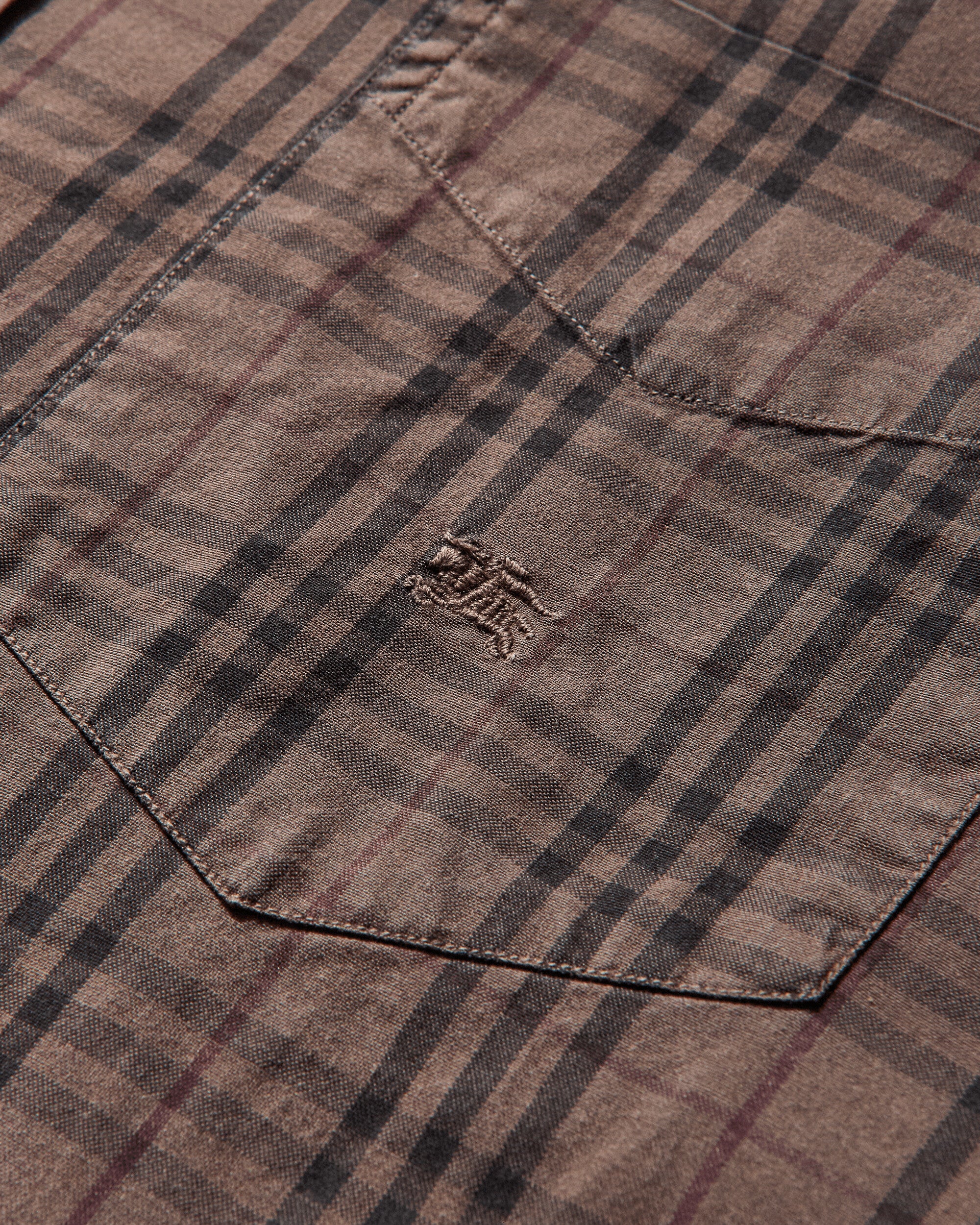 Men's Checked Shirt Brown - Image 3