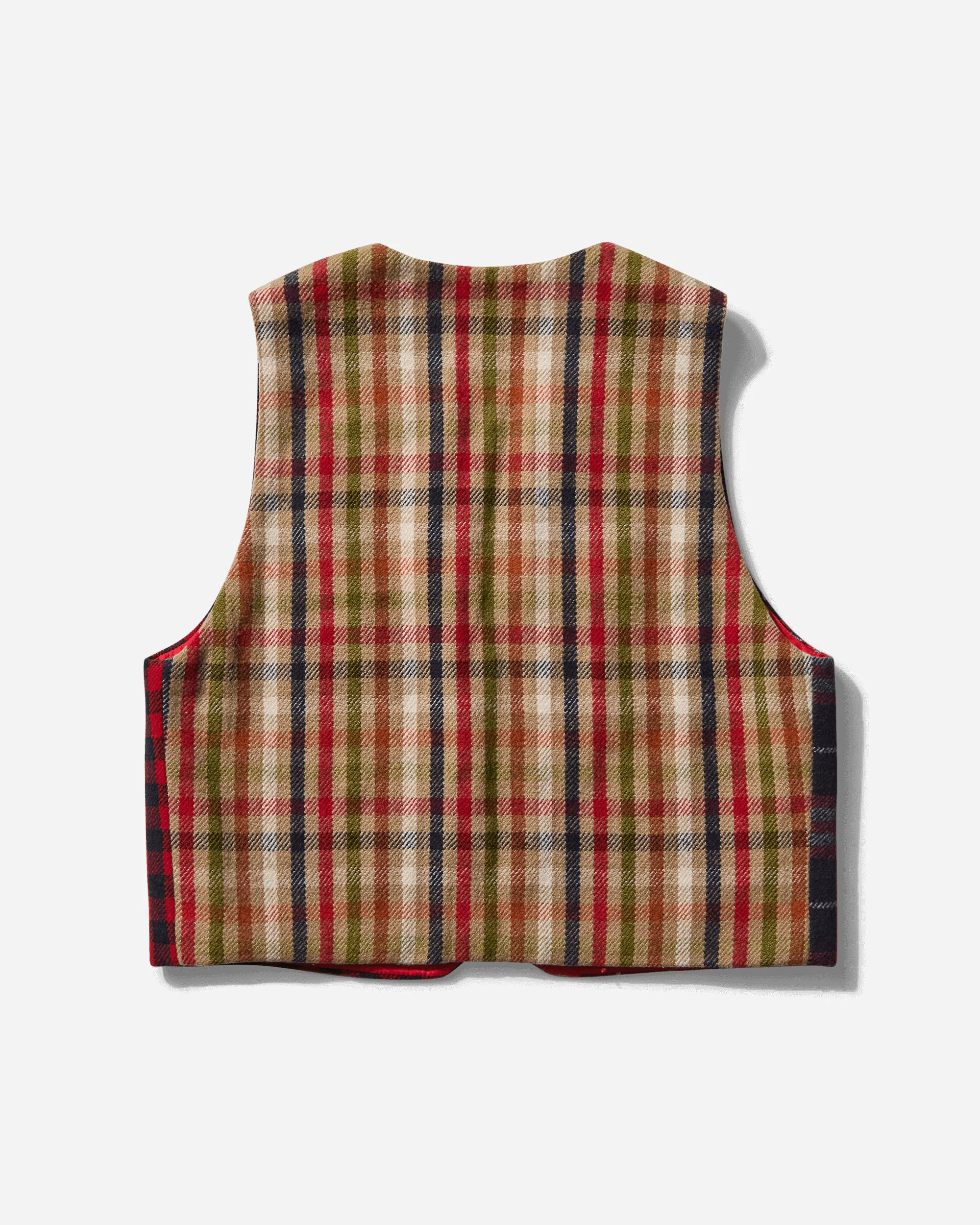 Men's Checked Wool Waistcoat Red - Image 2