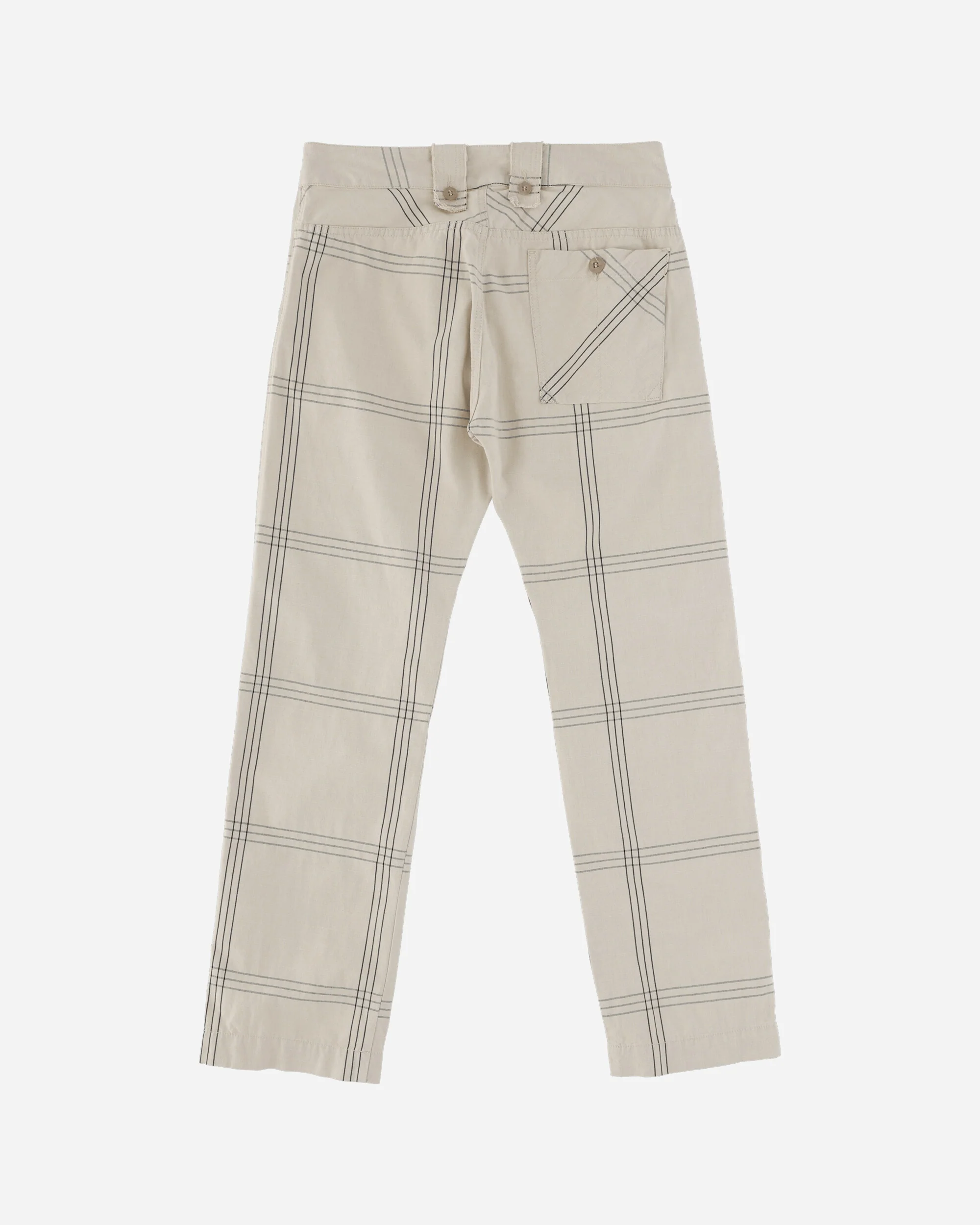 Deadstock Checked Belted Trousers Beige - Image 2