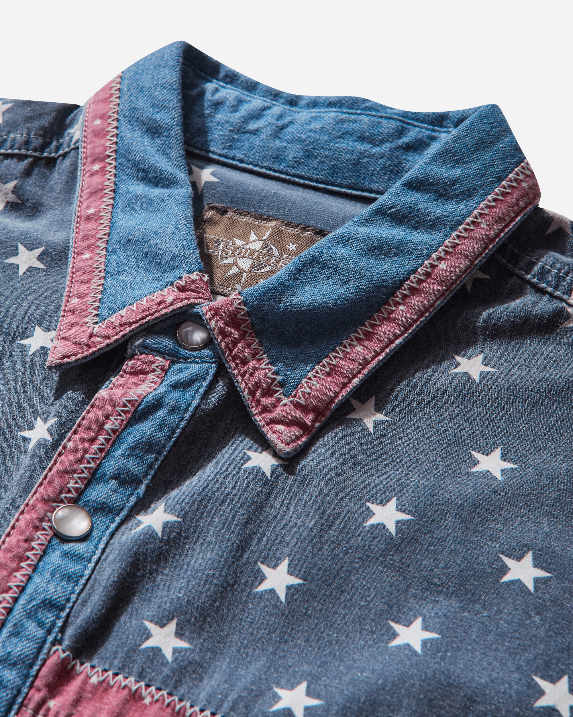 Men's Stars Denim Shirt Blue - Image 3