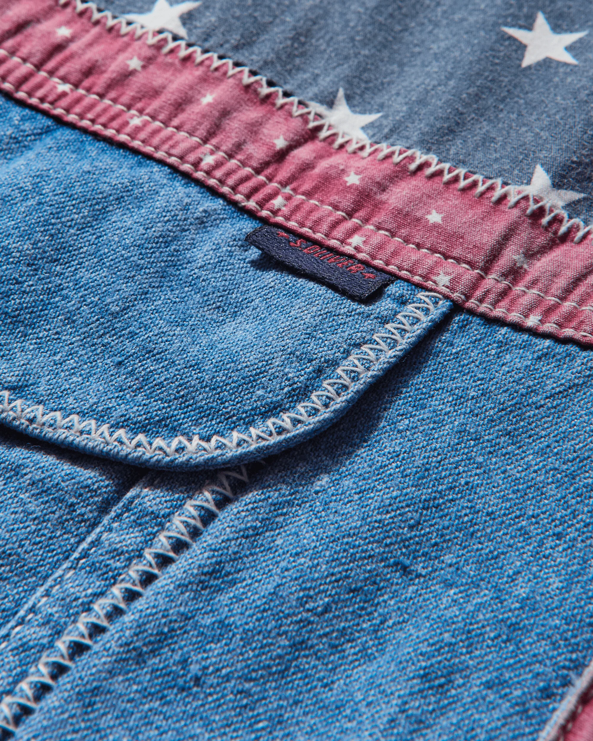Men's Stars Denim Shirt Blue - Image 4