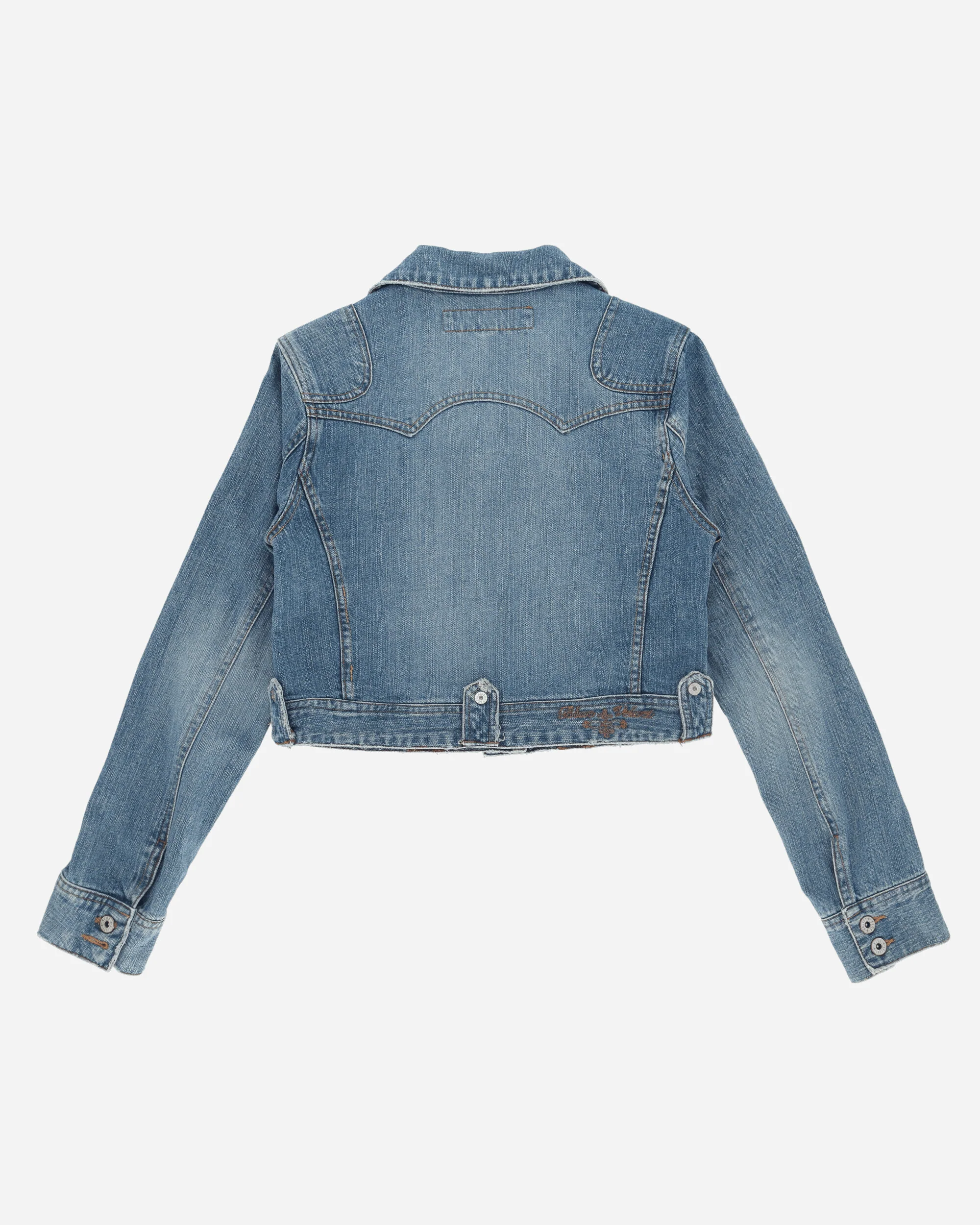 Women's Cropped Denim Jacket Blue - Image 2